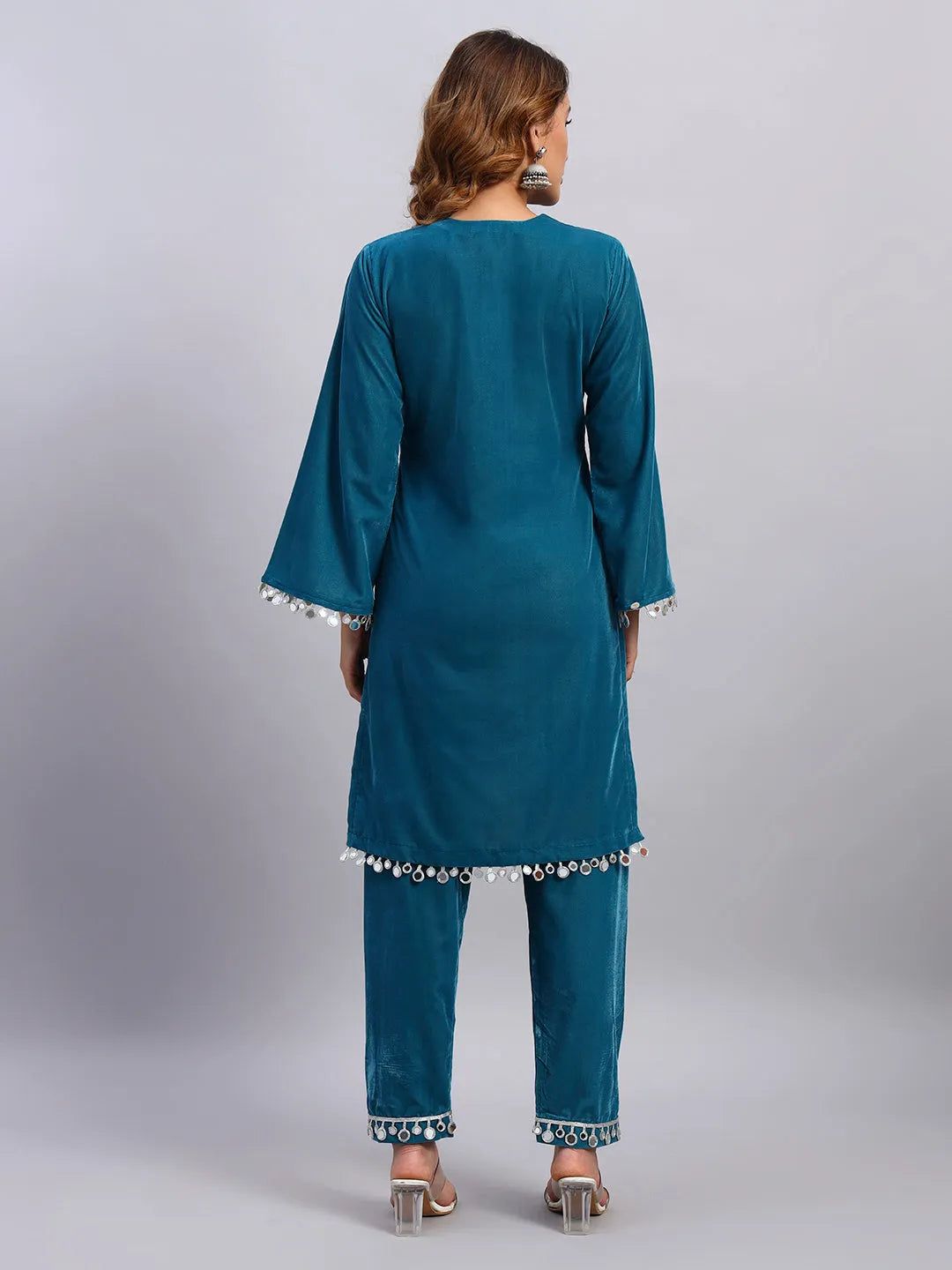 Sky Blue Velvet Coord Set image 5