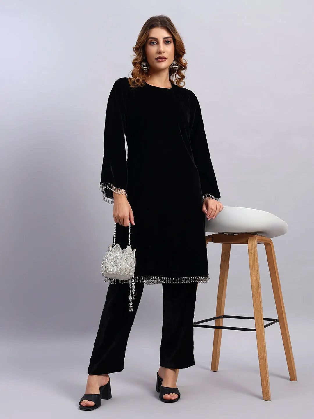 Black Velvet Coord Set