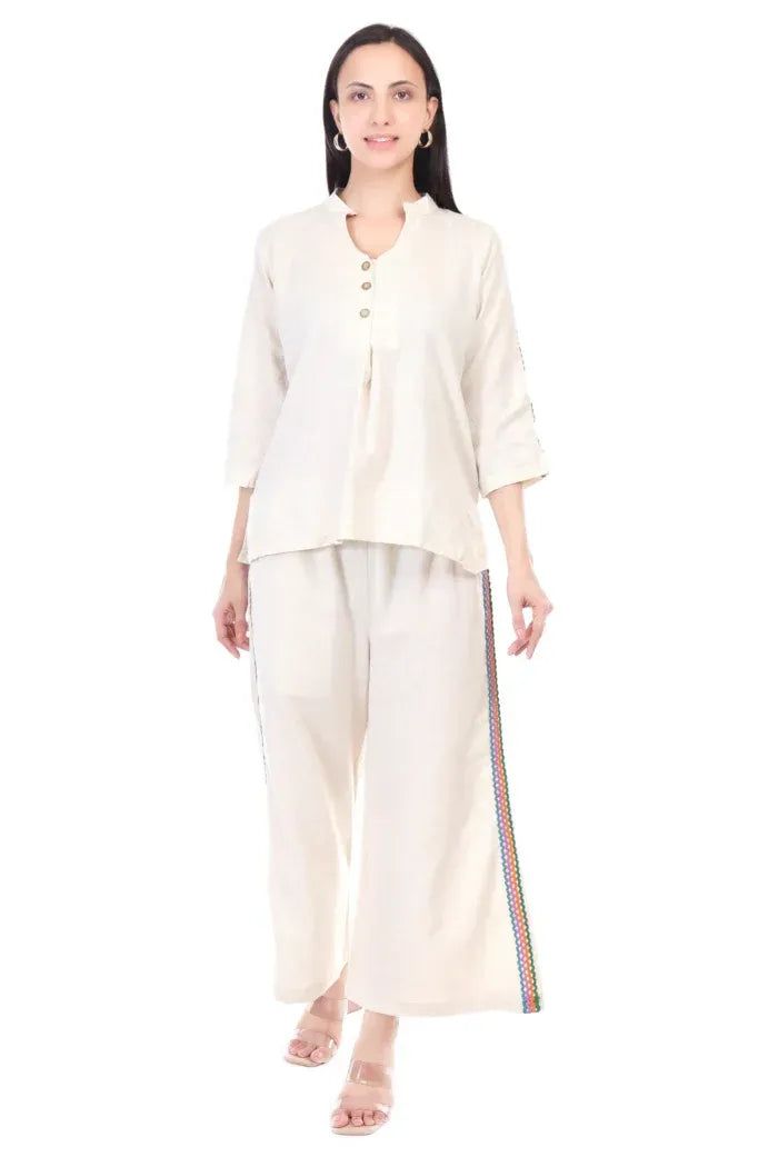 Flex Cotton Coord Set With Chicken Lace