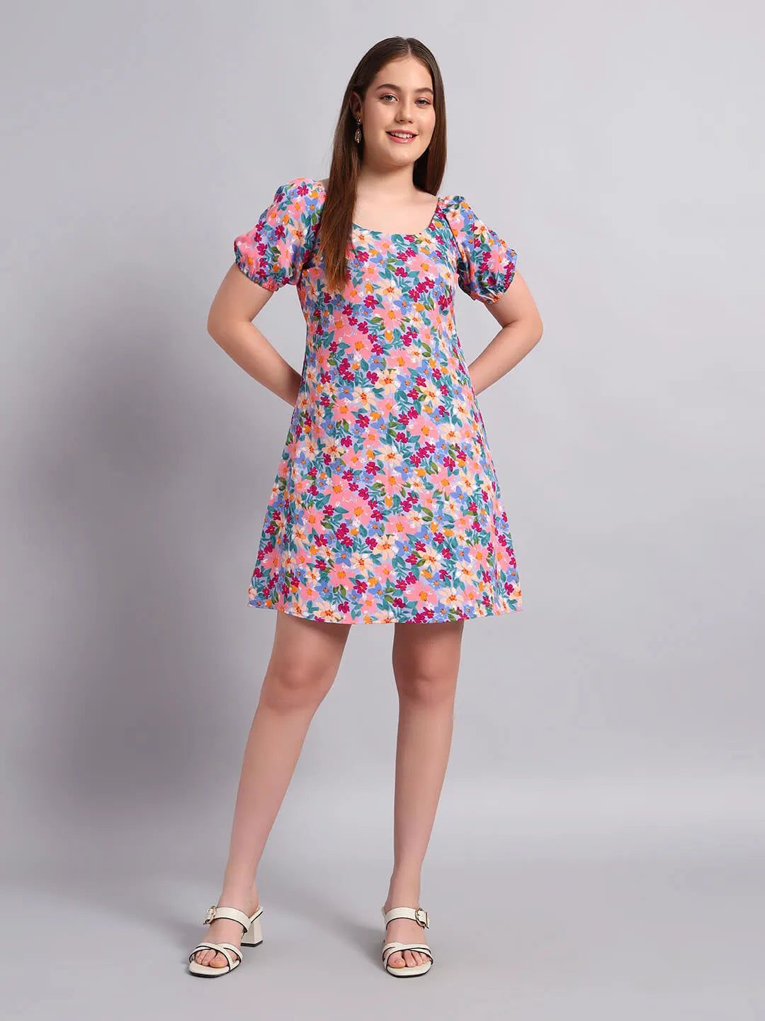 Crepe Floral Print Short Dress image 2