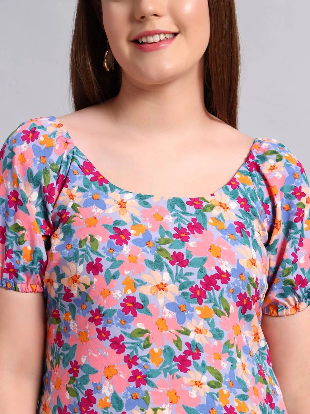 Crepe Floral Print Short Dress image 6