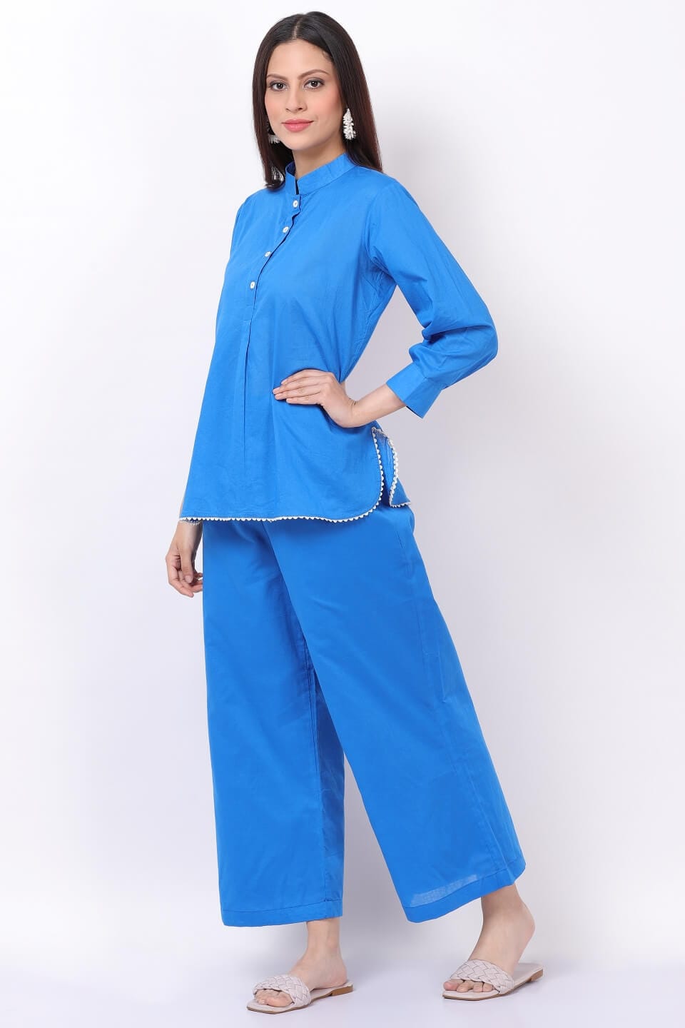 Blue Plain Cotton Co-ord Set image 3