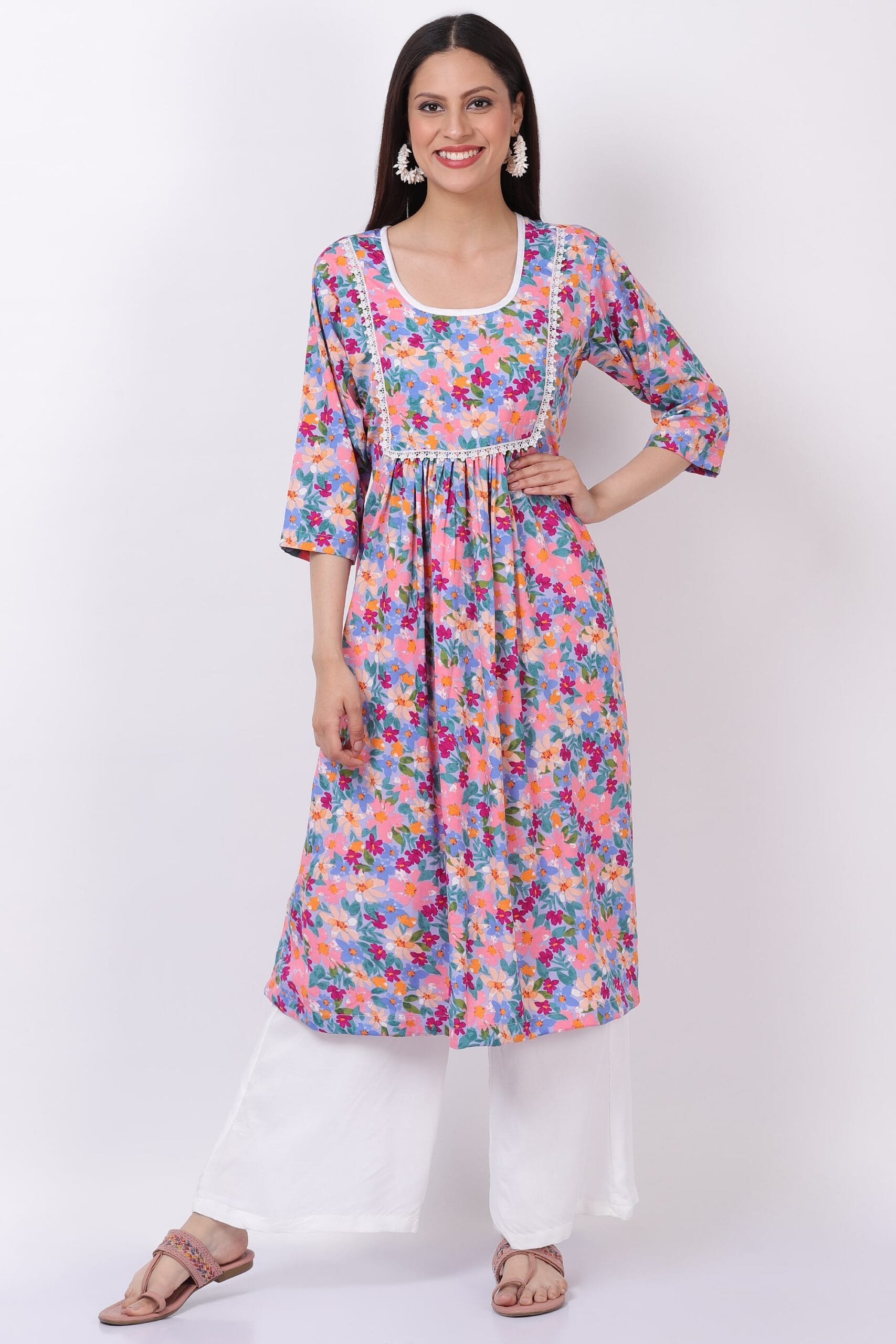 Floral Print Kurti Set With Palazzo image 3
