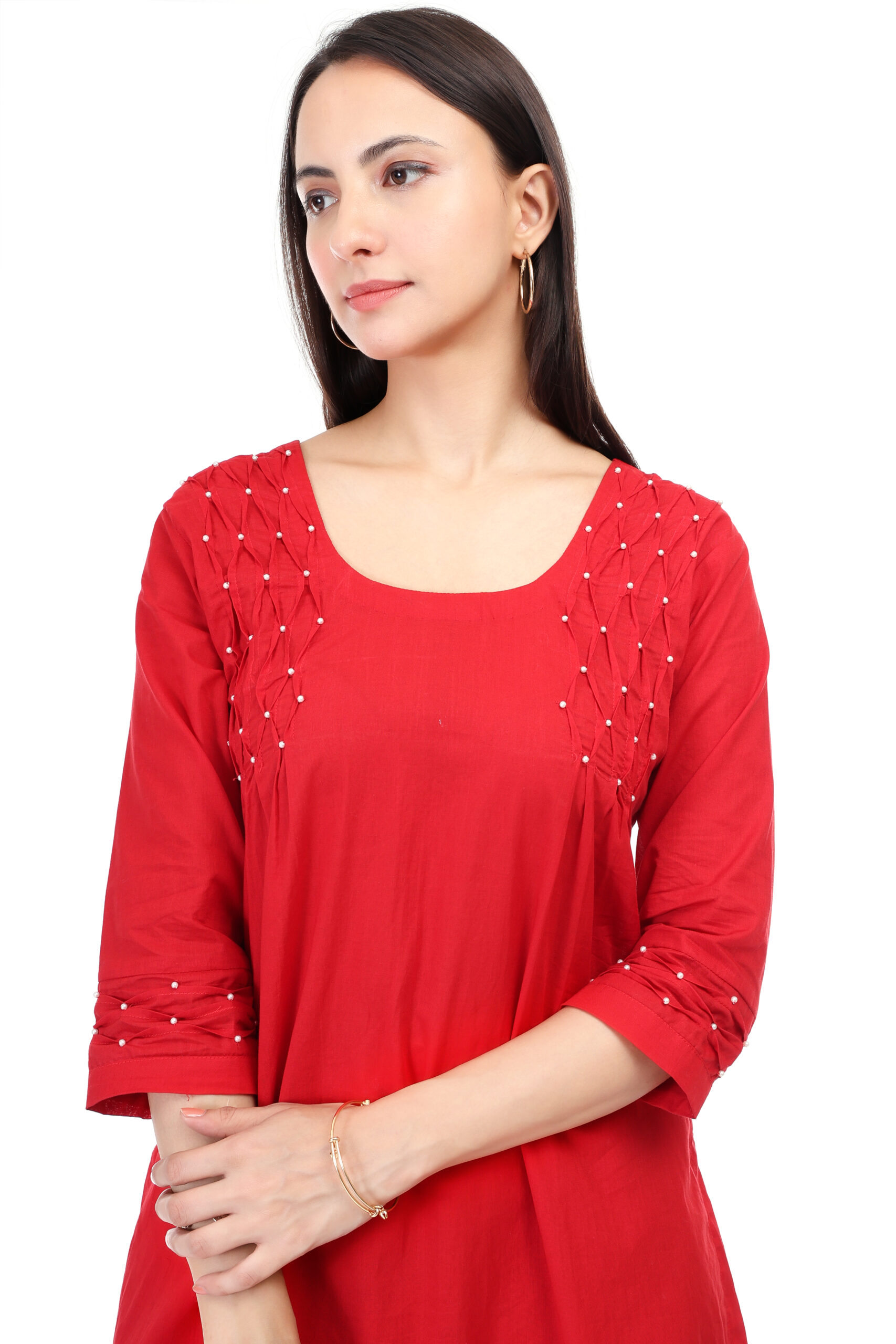 Cambric Cotton Kurta Set With Pearl Embroidery image 3