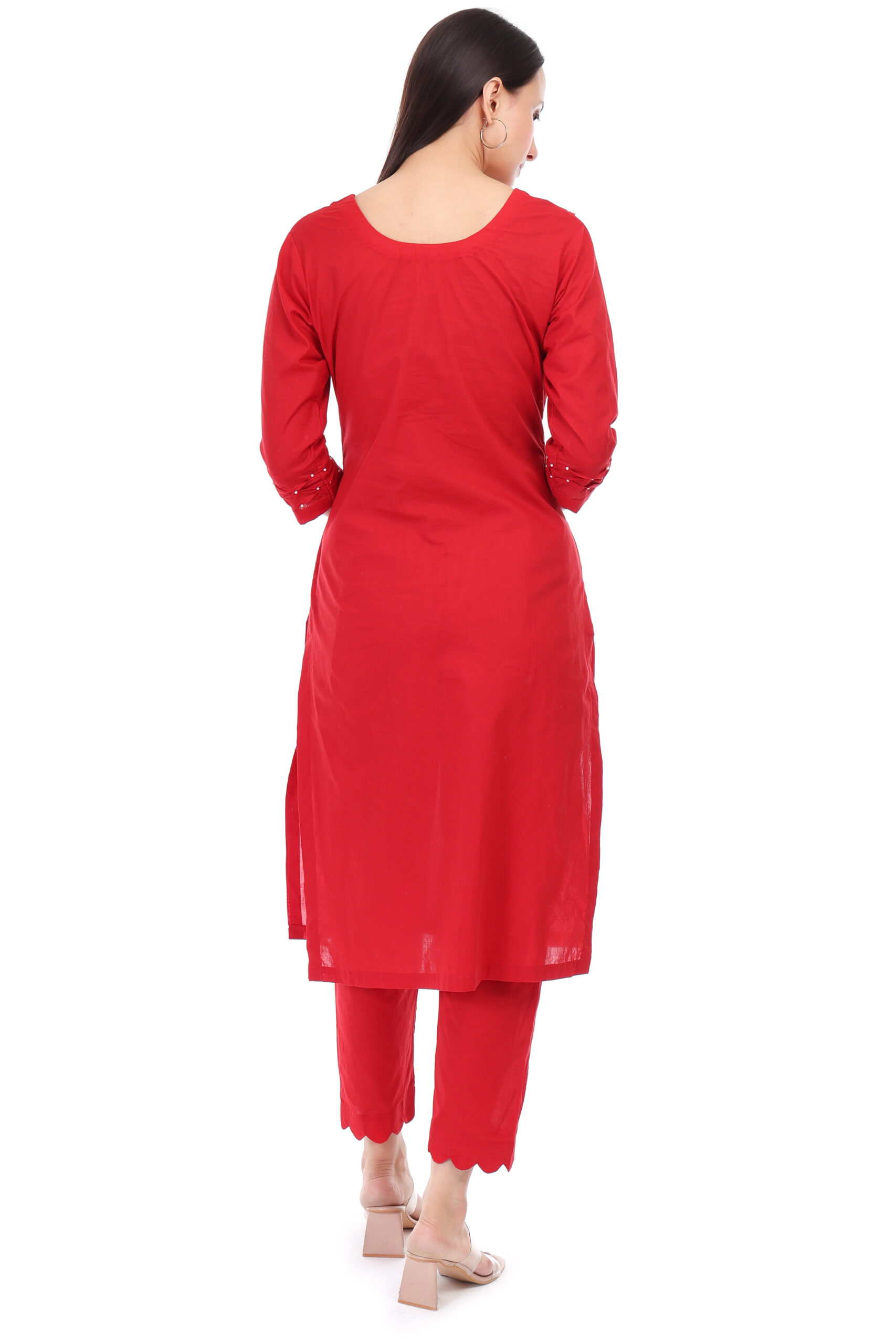 Cambric Cotton Kurta Set With Pearl Embroidery image 5