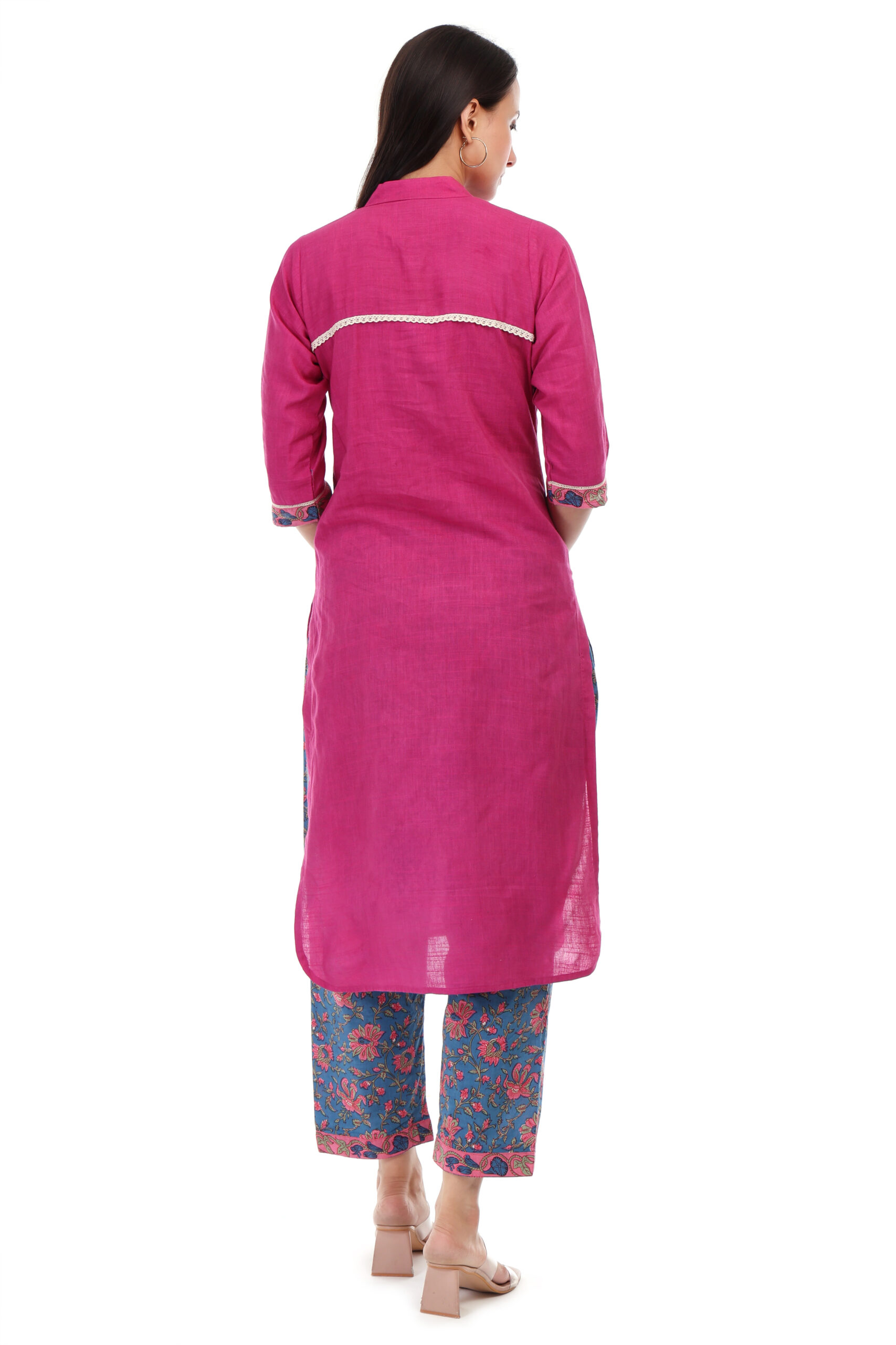 Cambric Cotton Kurta With Handblock Pant image 3