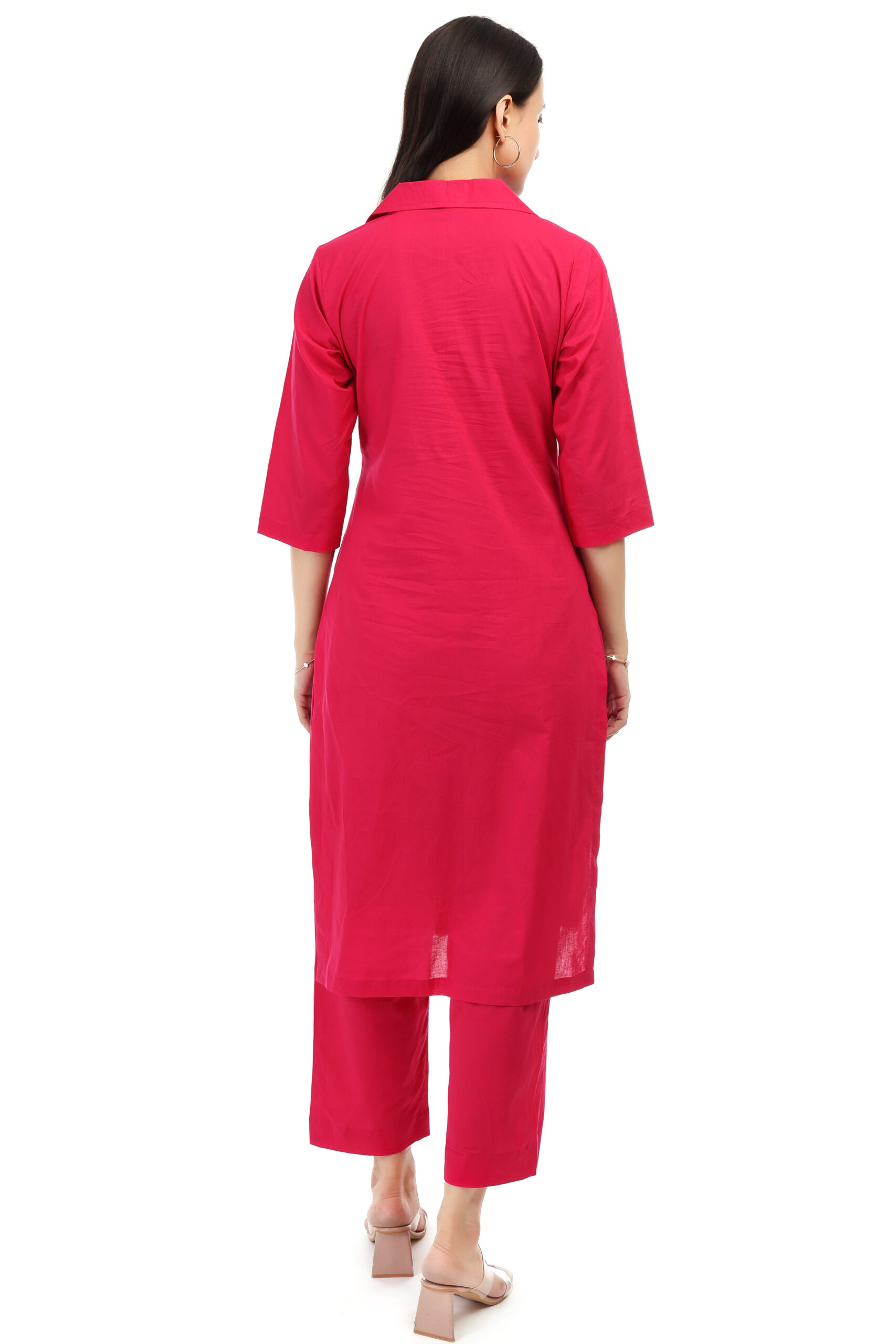 Magenta Cambric Cotton Kurta Set image 3