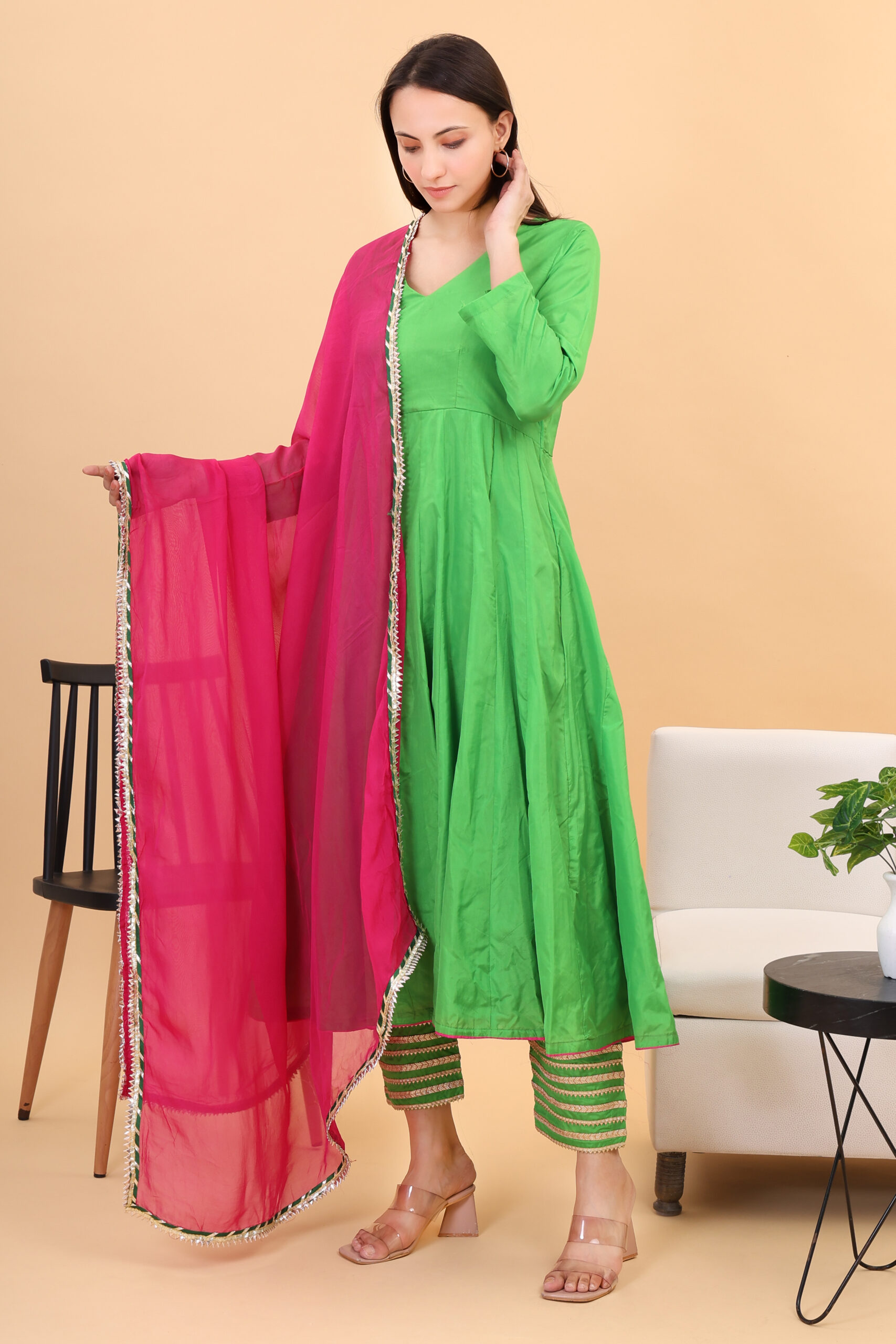 Silk Anarkali Set With Orgenzza Dupatta image 3