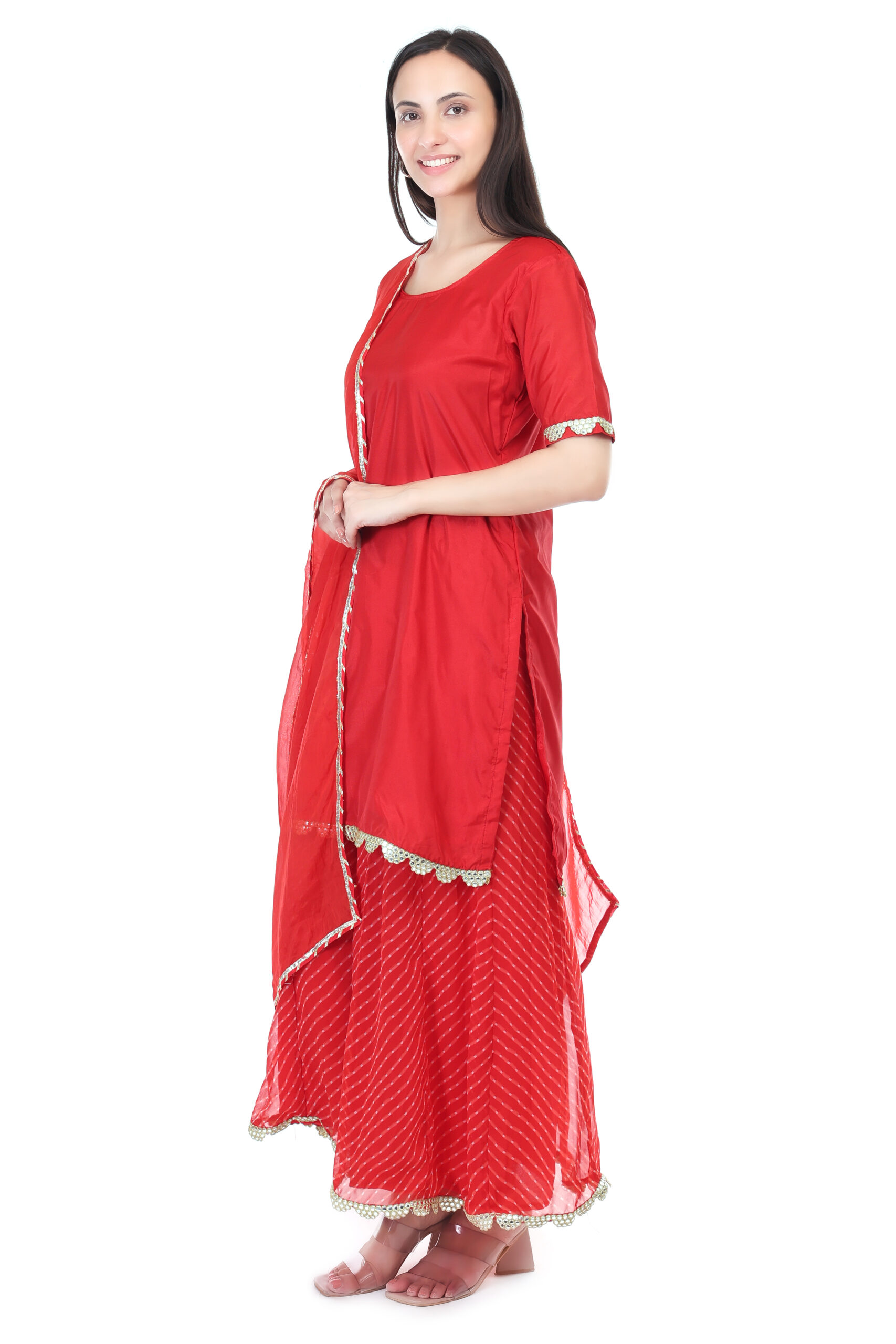 Silk Kurta With Georgette Sharara And Orgenzza Dupatta image 3