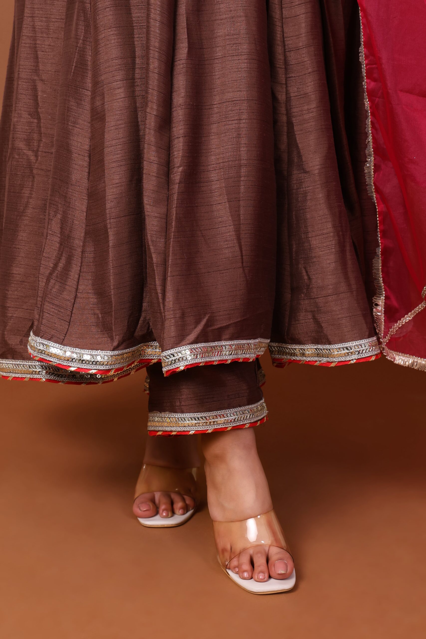 Satin Dupion Anarkali Kurta Set With Dupatta image 5