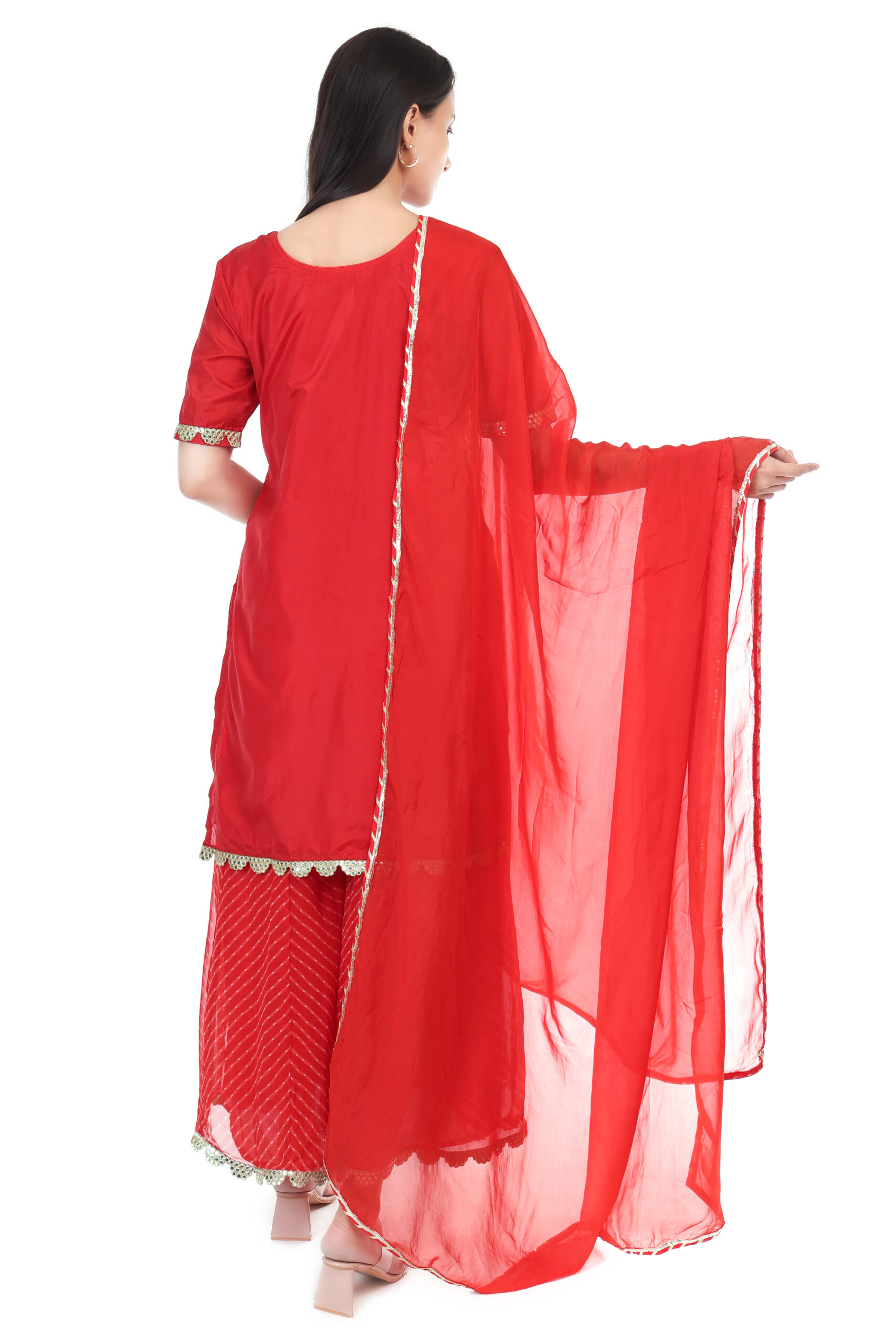 Silk Kurta With Georgette Sharara And Orgenzza Dupatta image 5