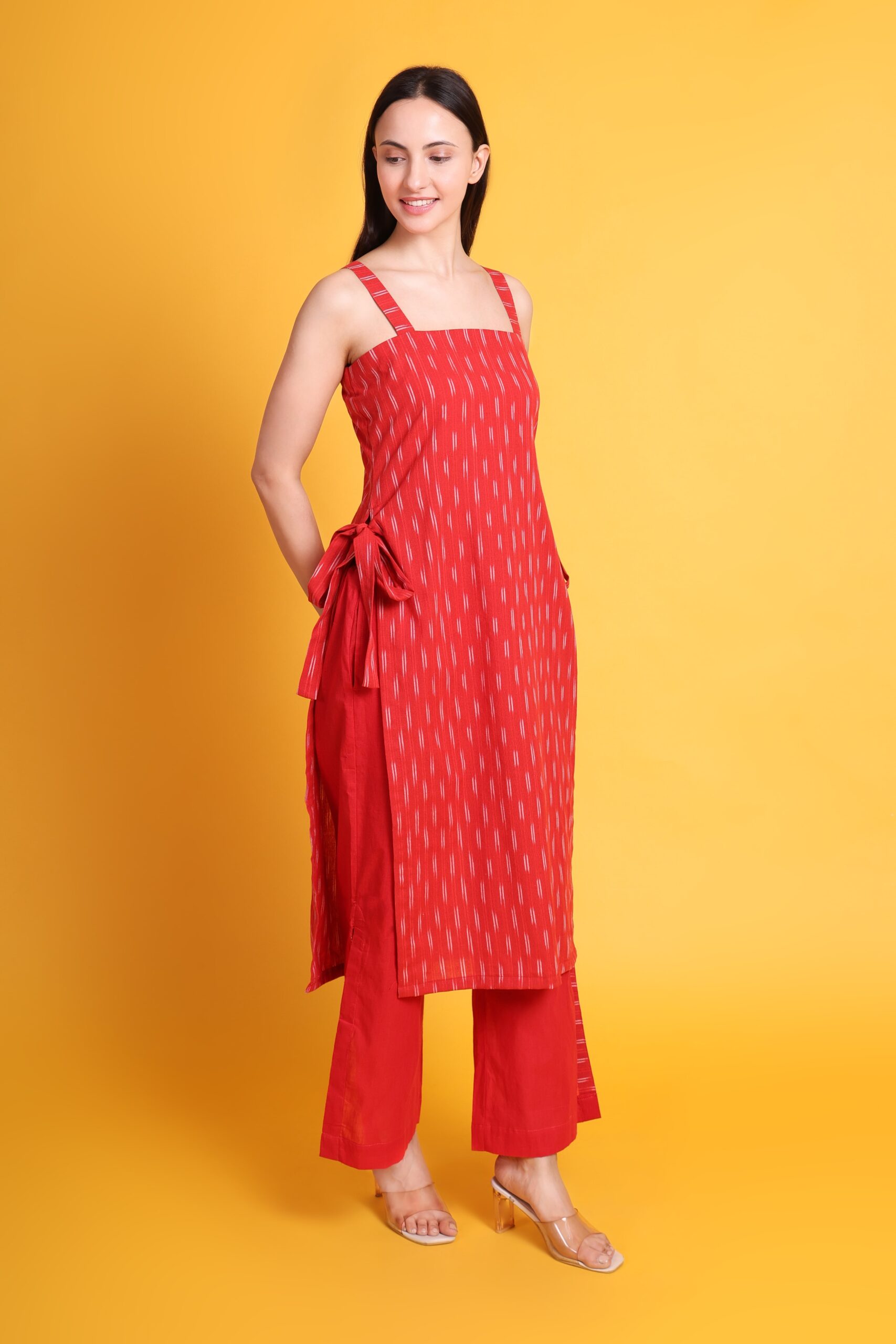 Ikat Strap Kurta With Wide Leg Pant image 3