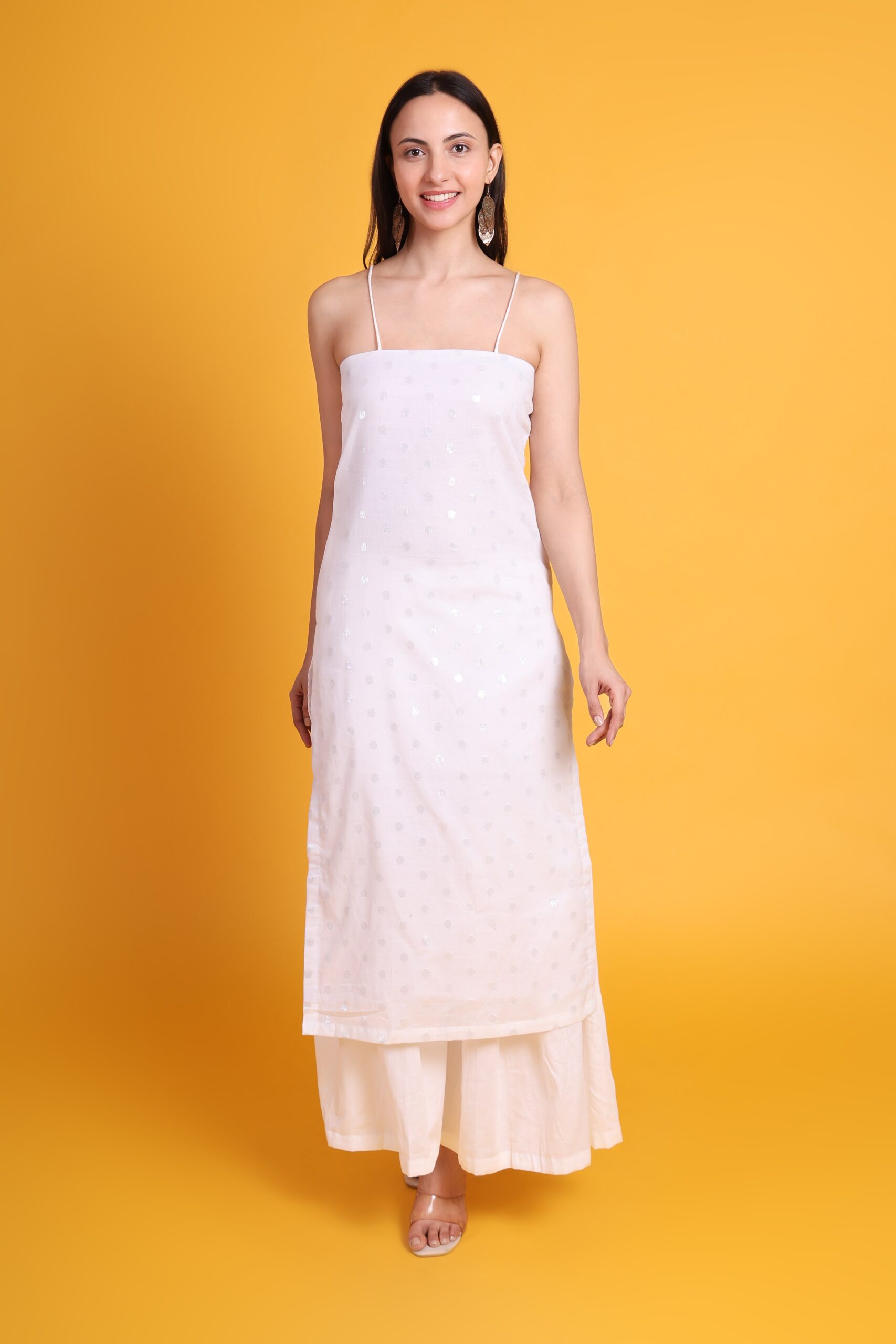 Cotton Noodle Strap Kurta With Sharara Pant image 3