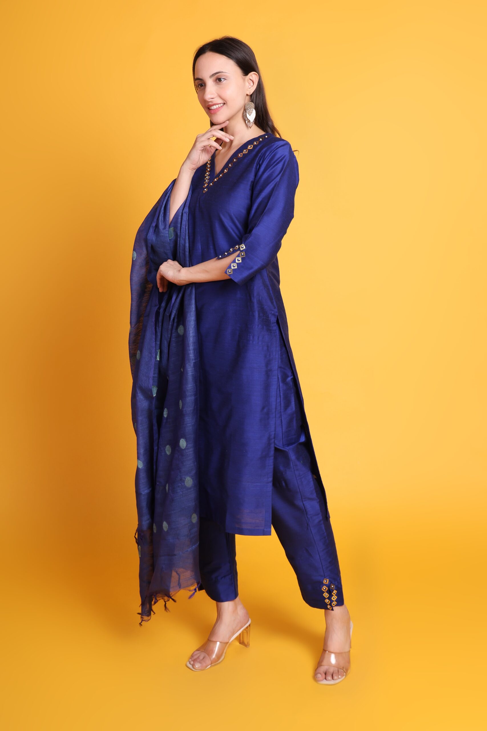 Silk Kurta Set With Silk Dupatta And Handwork image 3