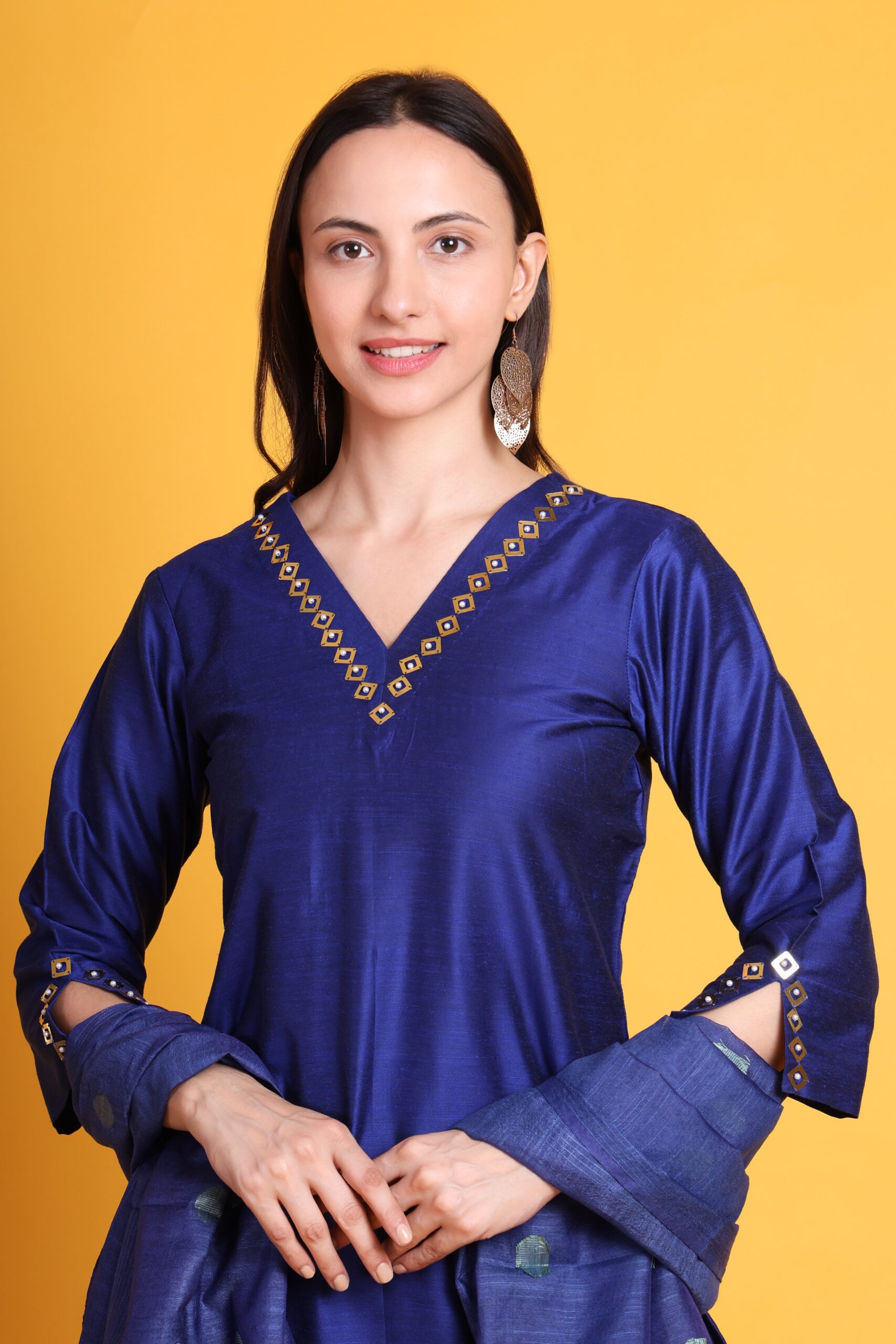 Silk Kurta Set With Silk Dupatta And Handwork image 5
