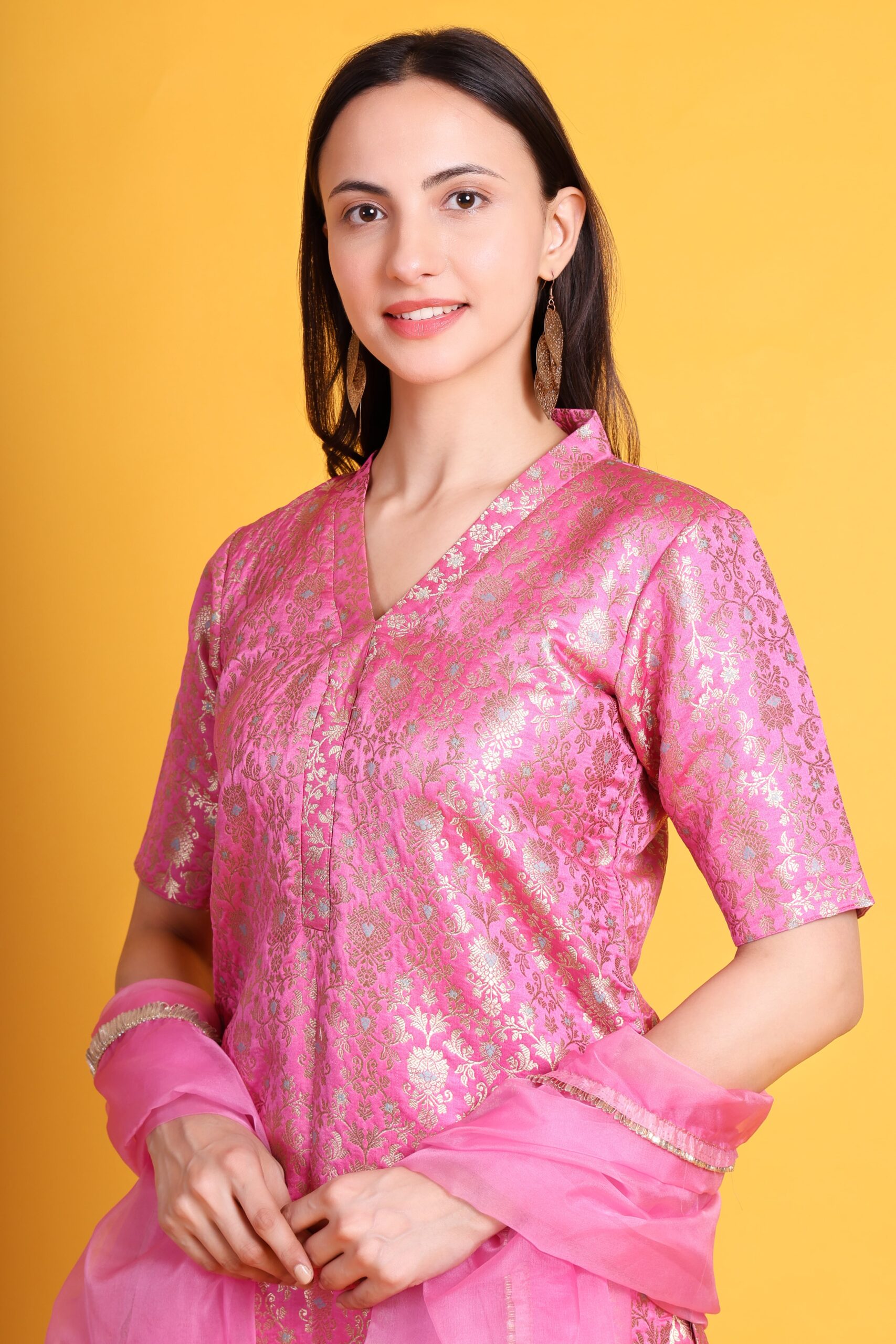 Banarasi Silk Kurta With Sharara image 5