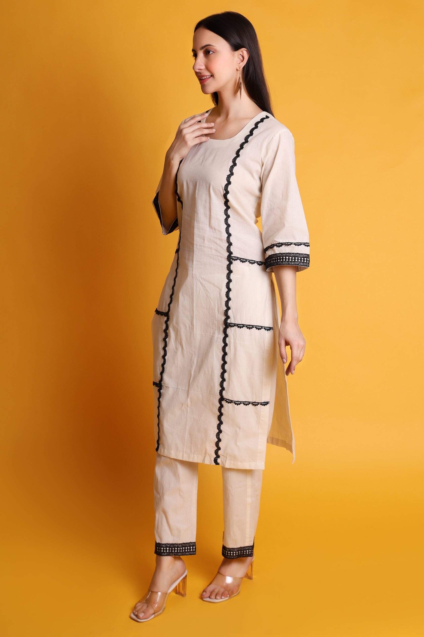 Cora Cotton Lace Work Kurta Set image 3