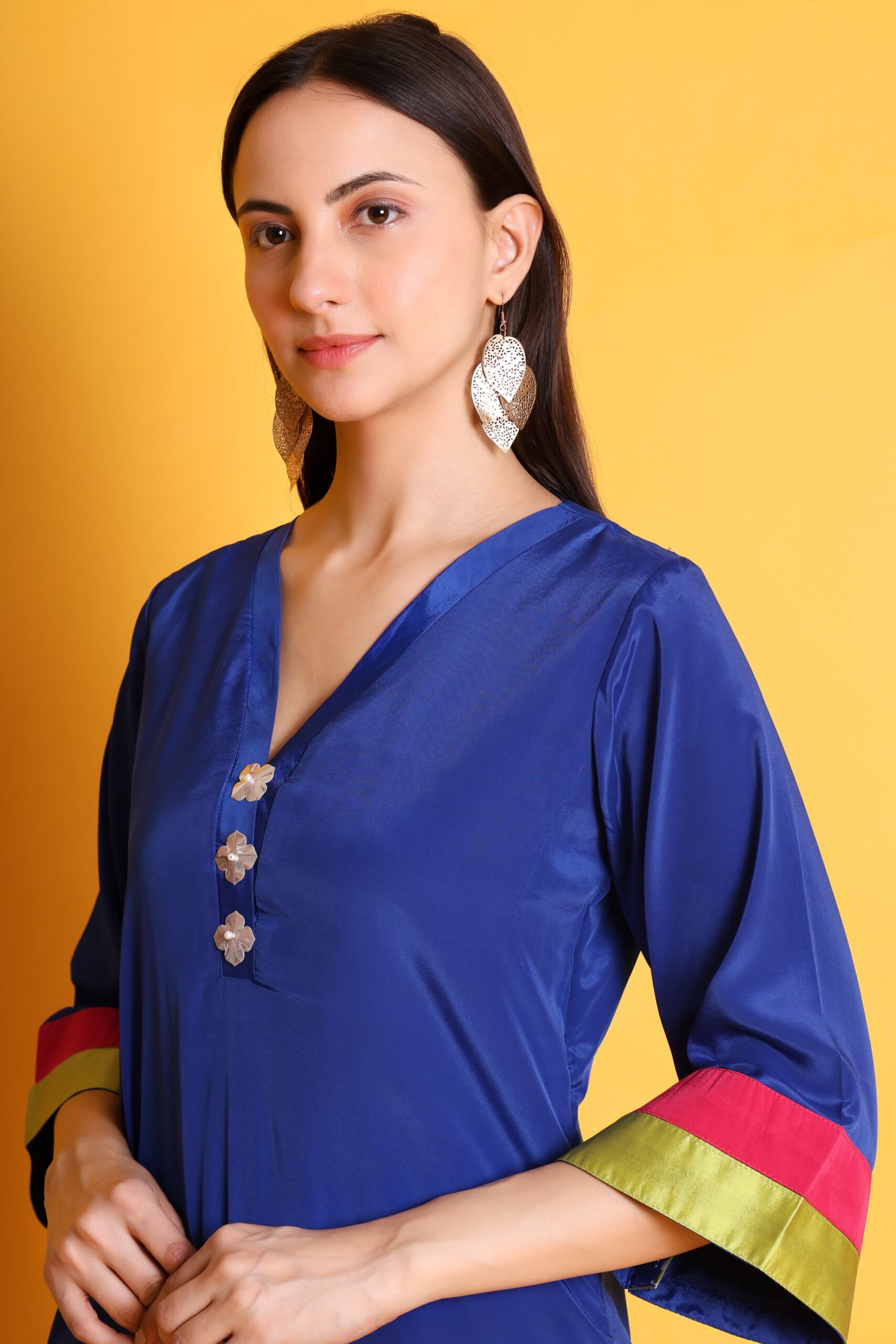 Royal Blue Crepe Kurta Set image 5