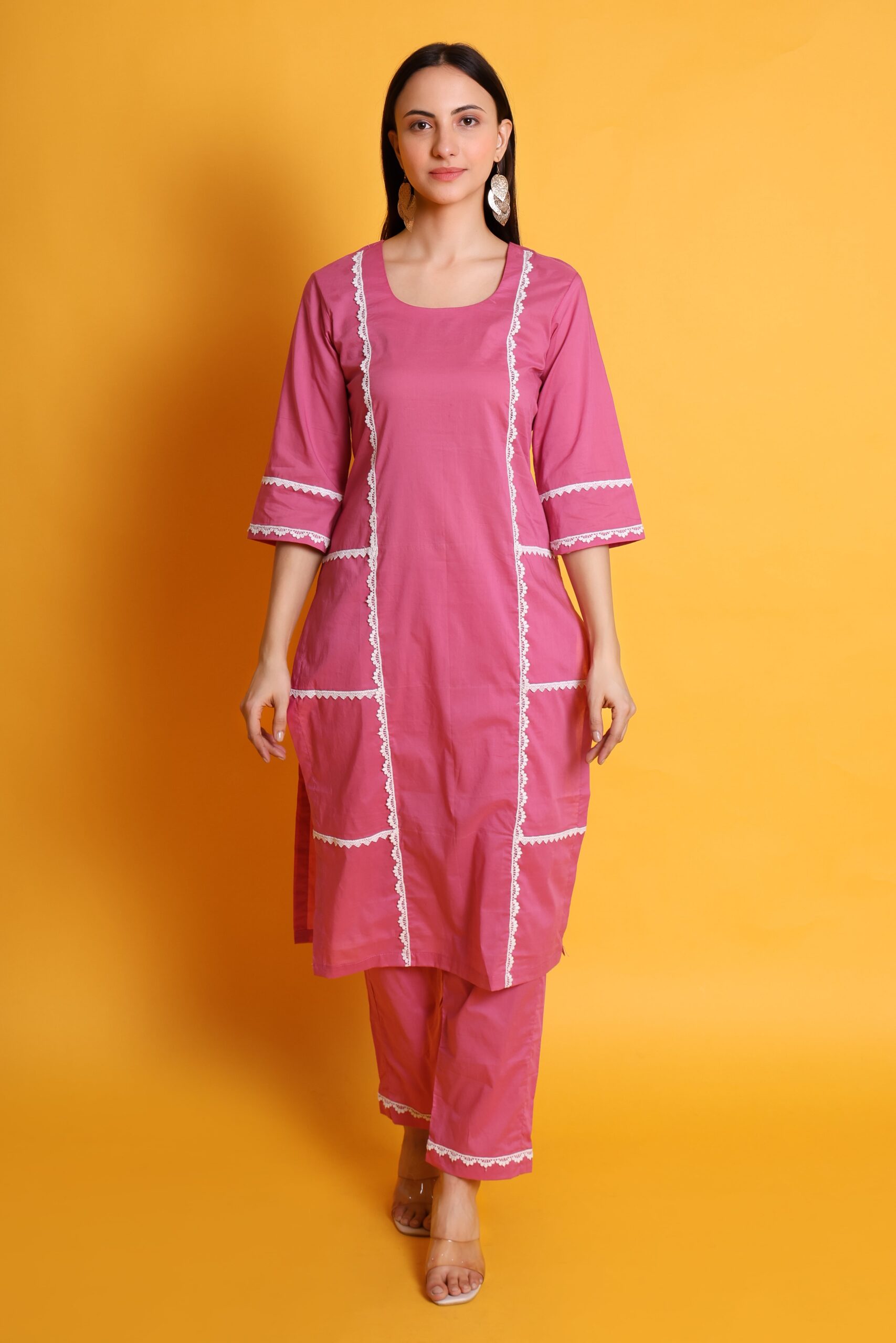 Pure Cotton Chicken Lace Work Kurta Set image 3