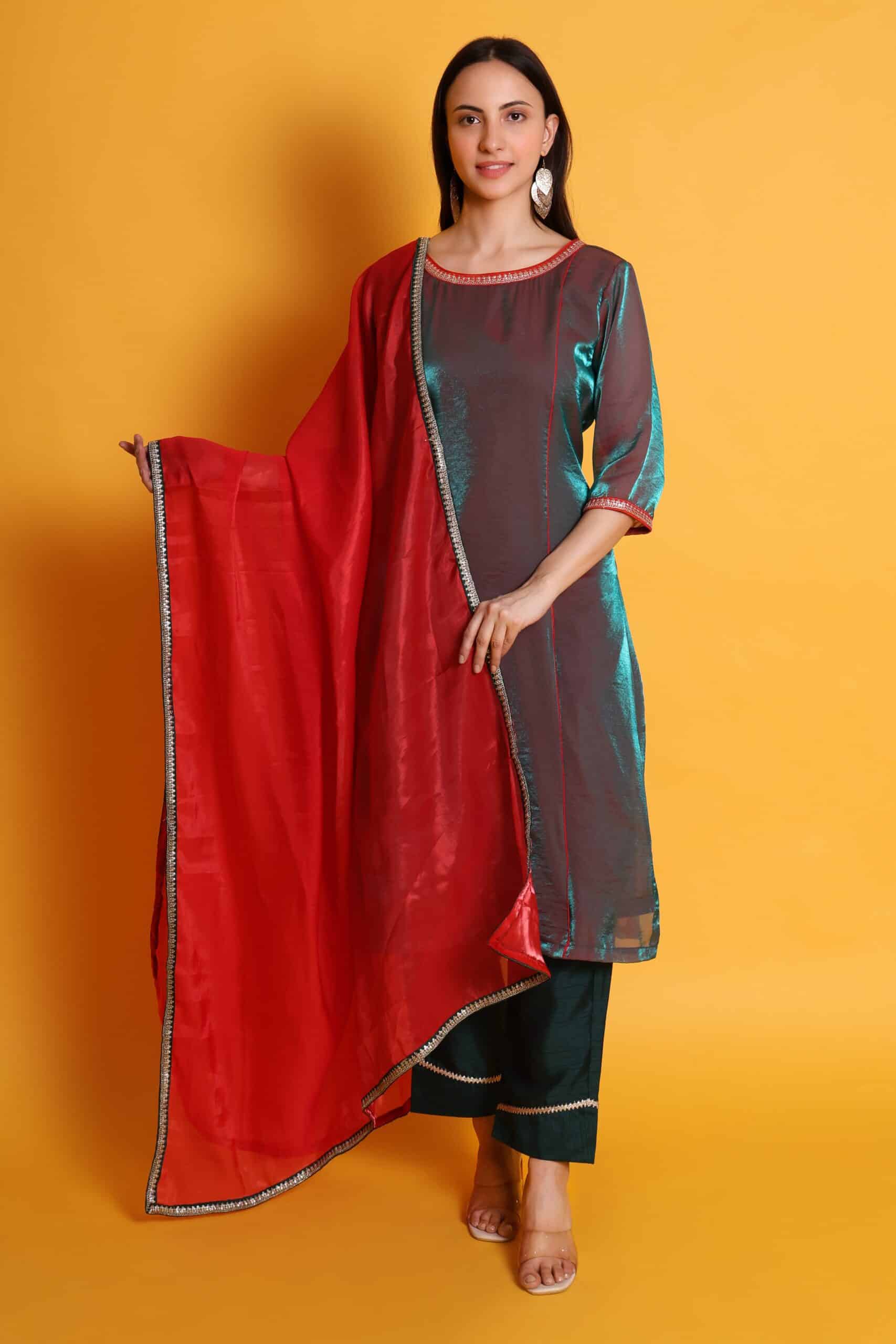 Tissue Organza Kurta Set With Organza Dupatta image 3