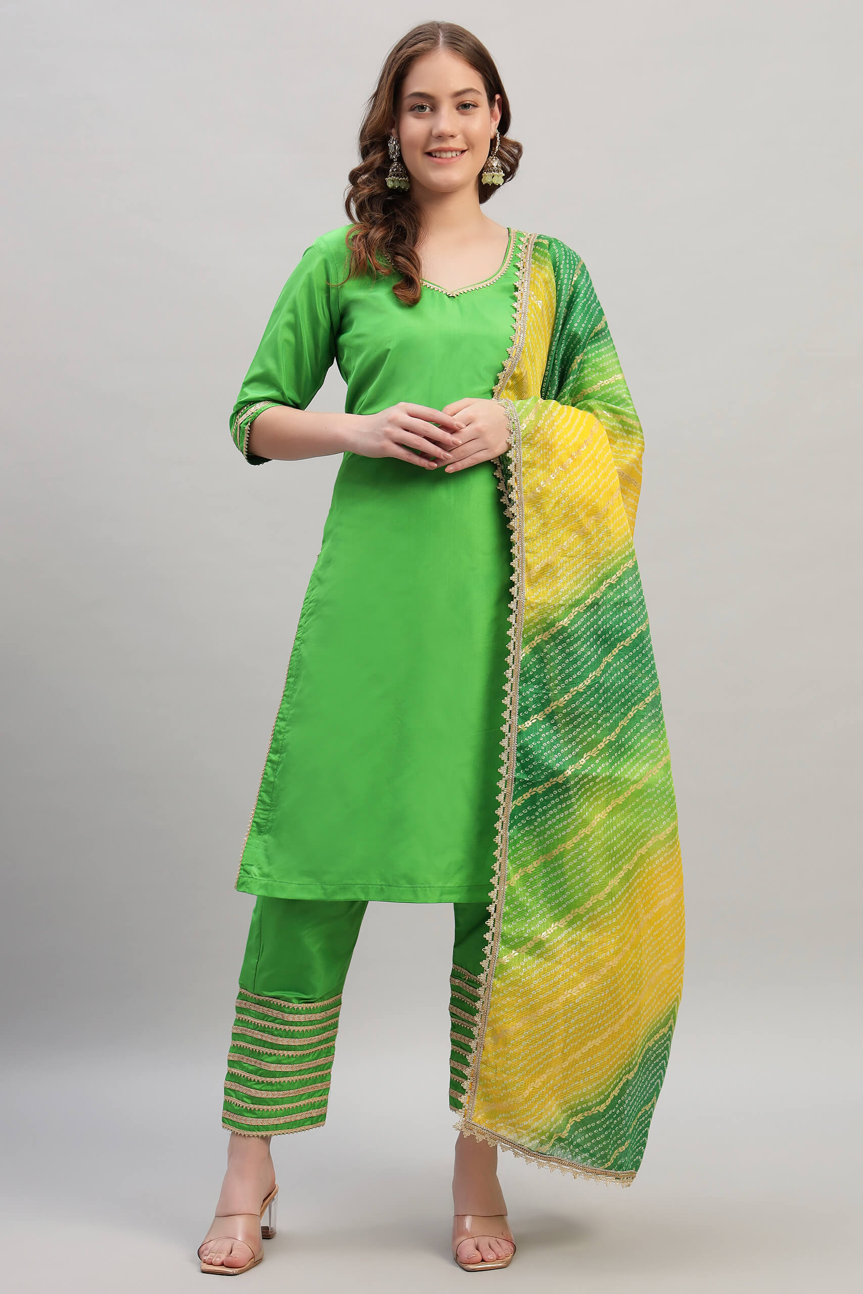 Silk Kurta Set With Kotadoria Dupatta image 4