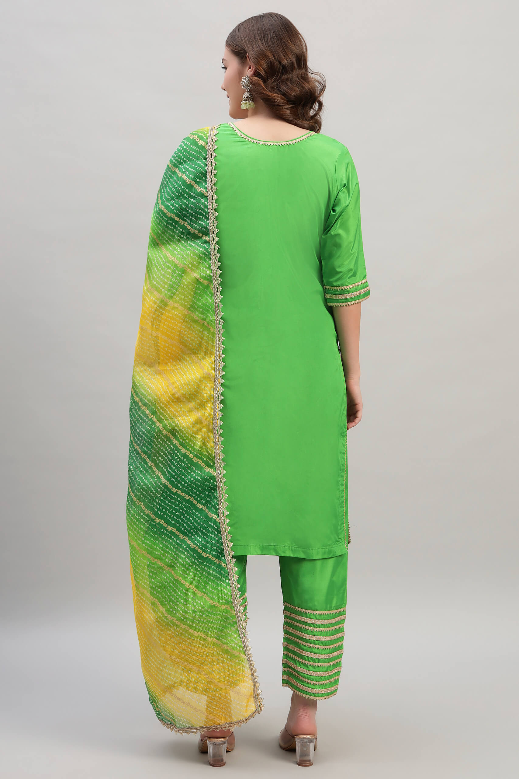 Silk Kurta Set With Kotadoria Dupatta image 6