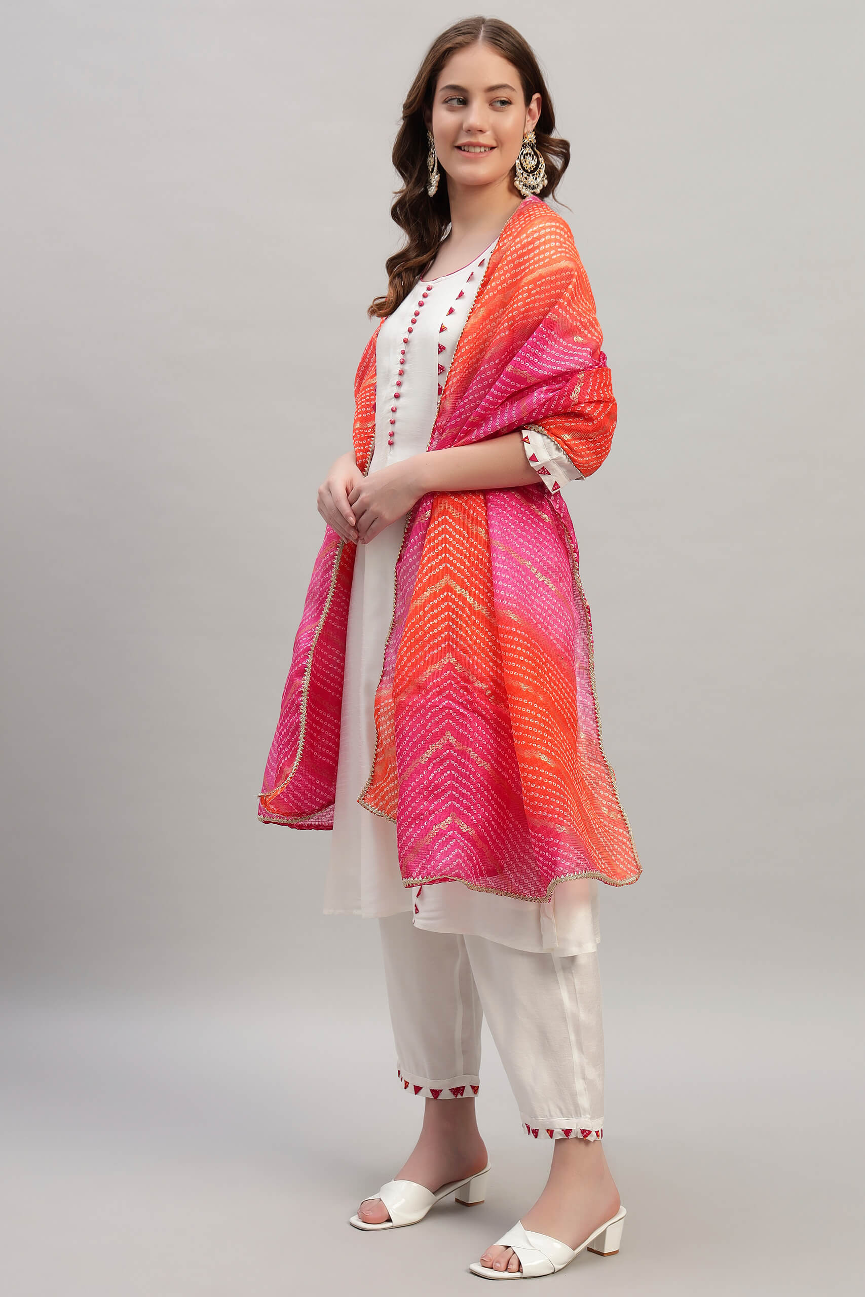 Dola Silk A-line Kurta Set With Kotadoria Dupatta image 4