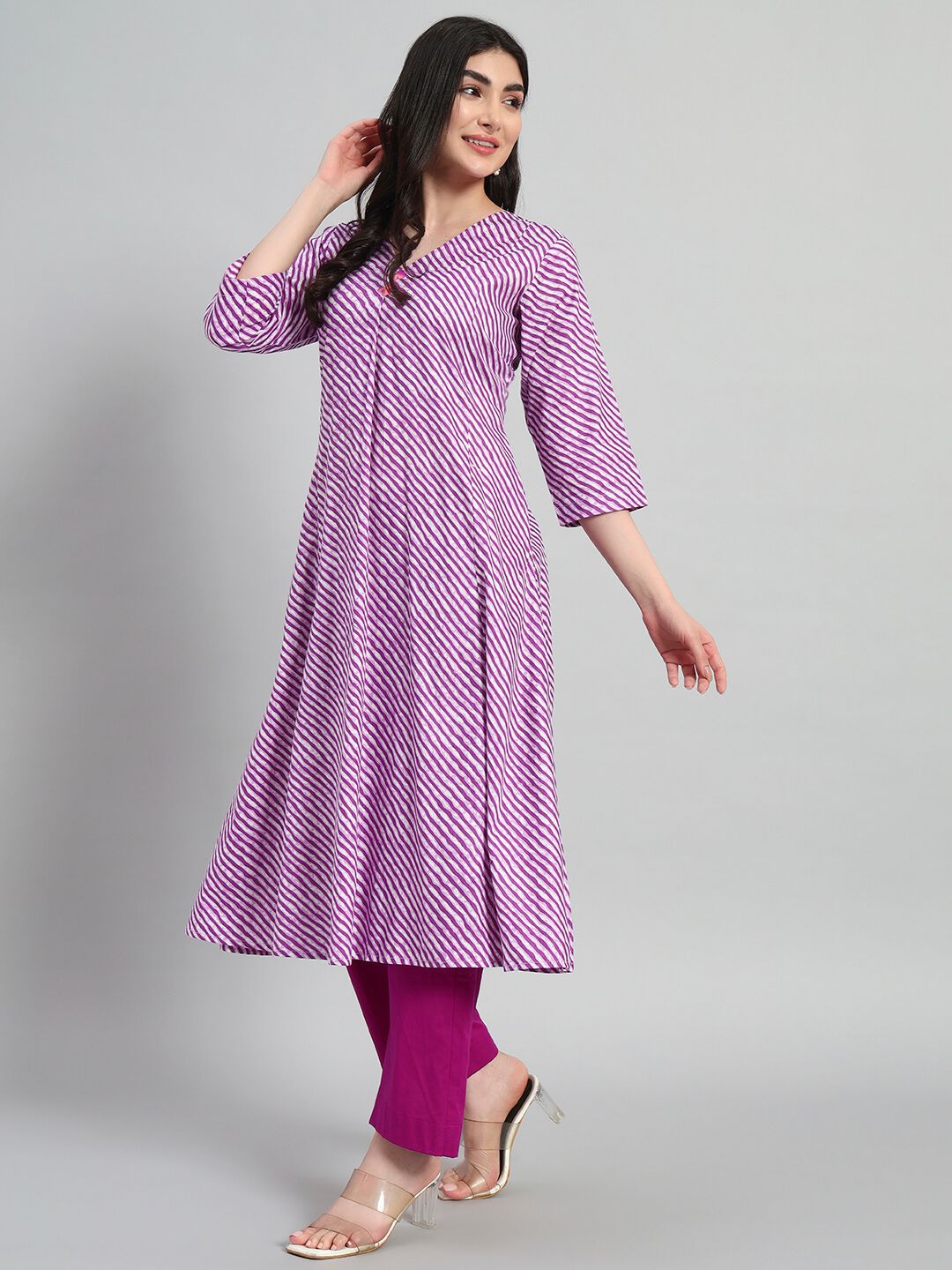Hand Block Leheria Cotton Kurta Set image 4