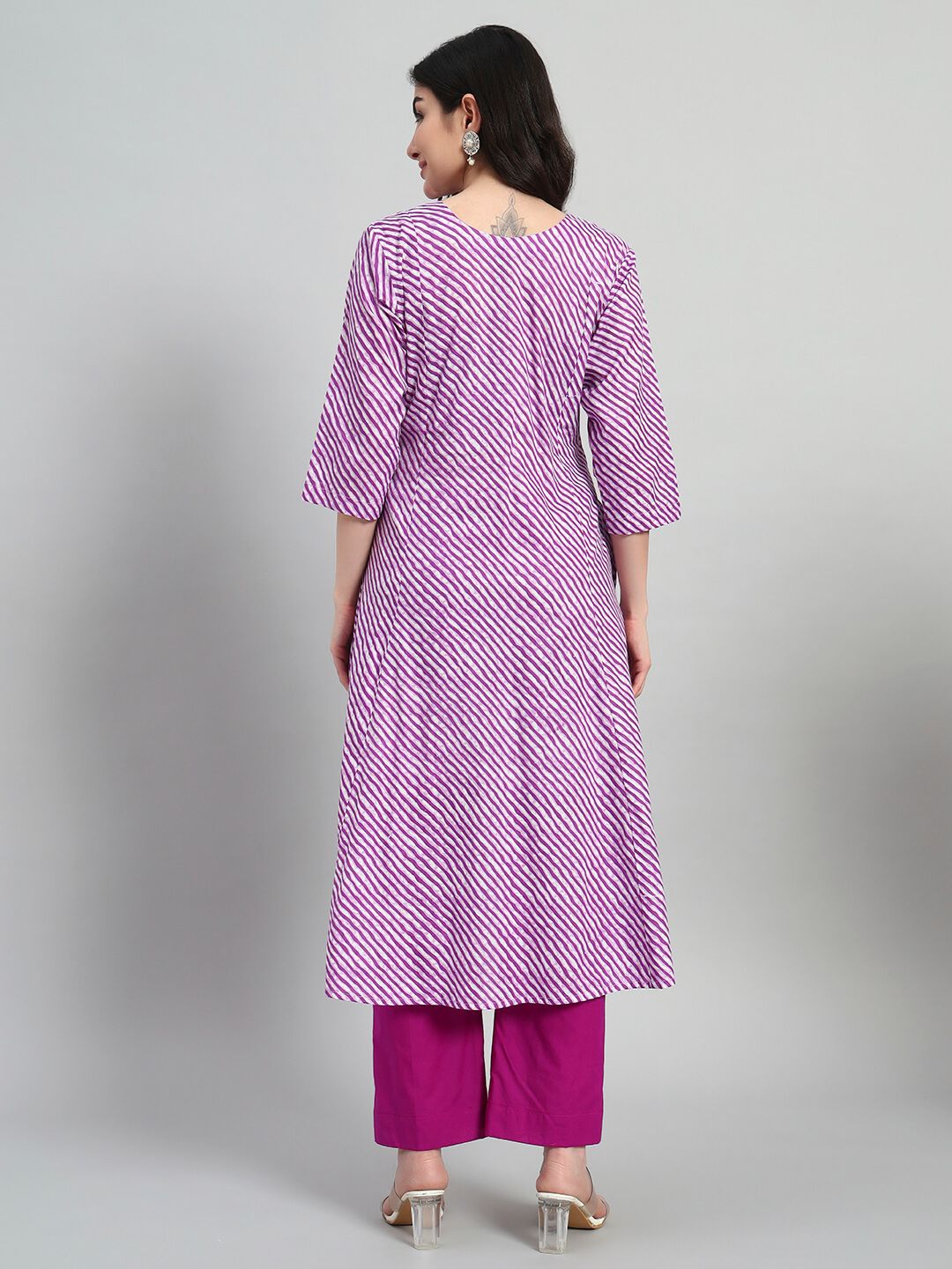 Hand Block Leheria Cotton Kurta Set image 6