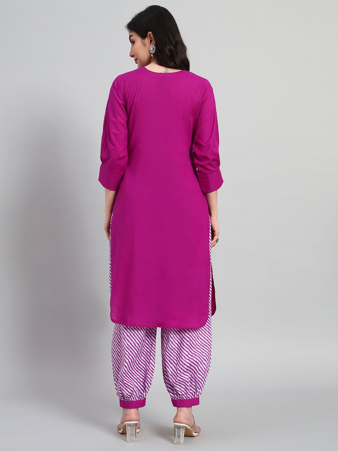 Plain Kurta With Leheria Afghani Salwar image 6
