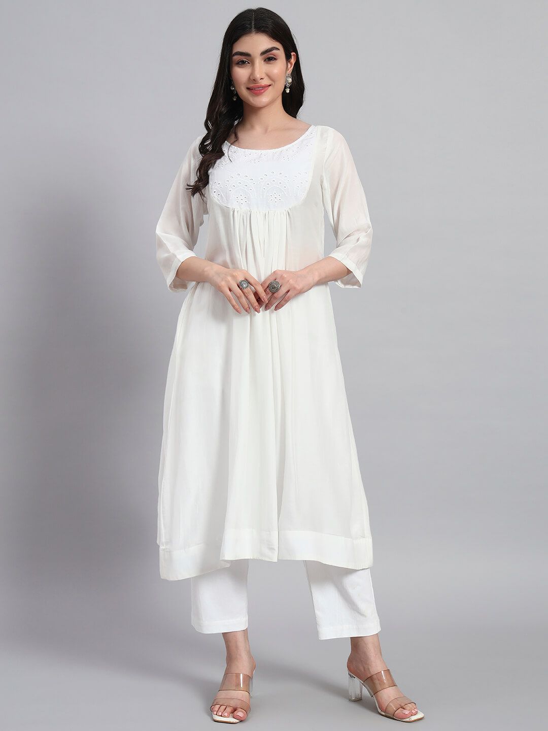 Muslin Cotton Gethered Kurta Set image 4