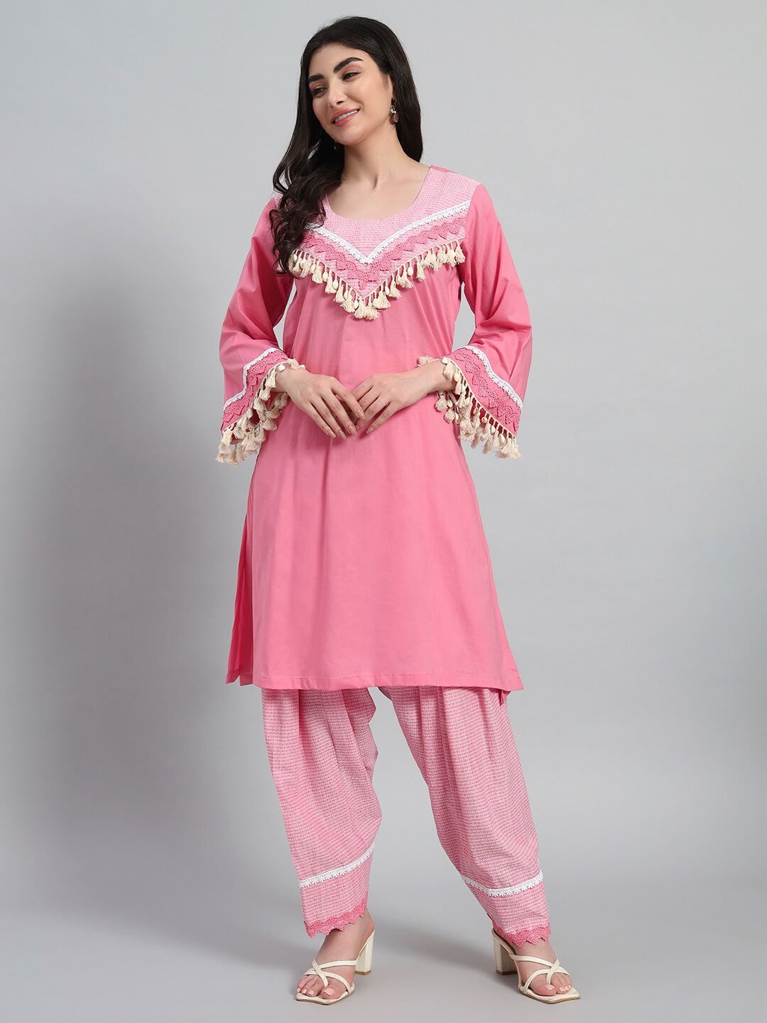 Cambric Cotton Kurta With Farsi Salwar image 4