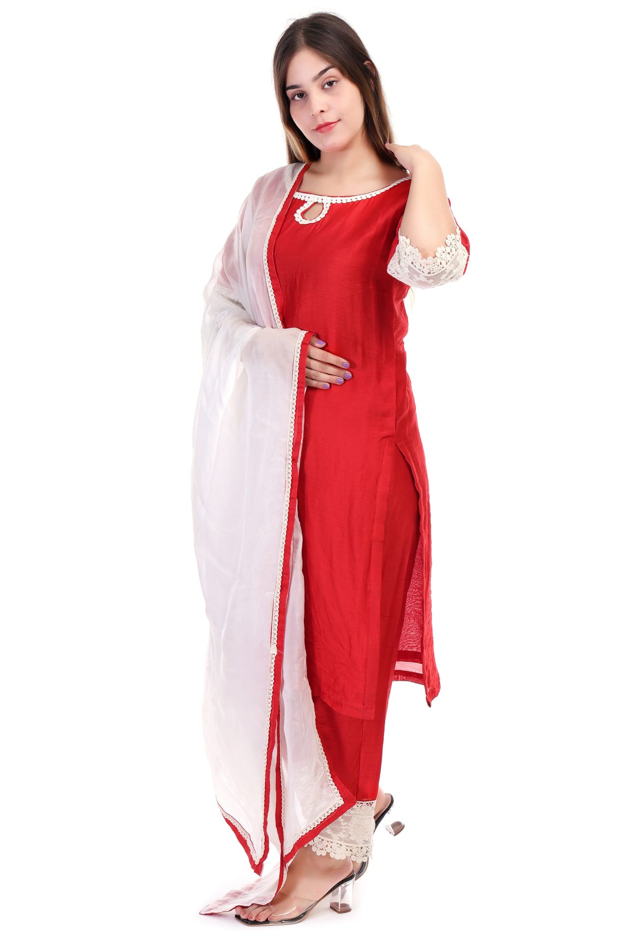 Chanderi Silk Kurta Set With Dupatta image 3