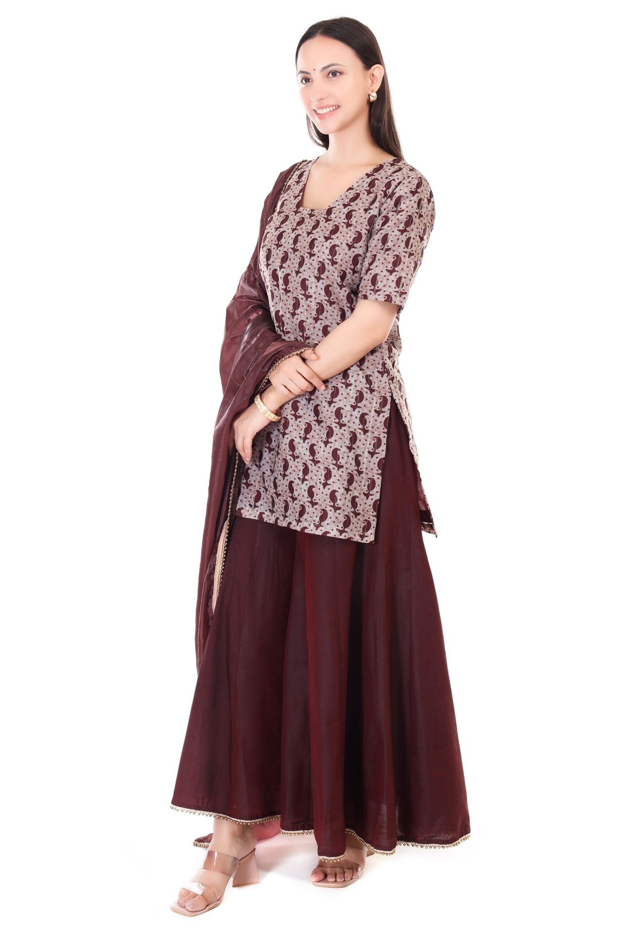 Chanderi Silk Kurta With Silk Sharara And Organza Dupatta image 3