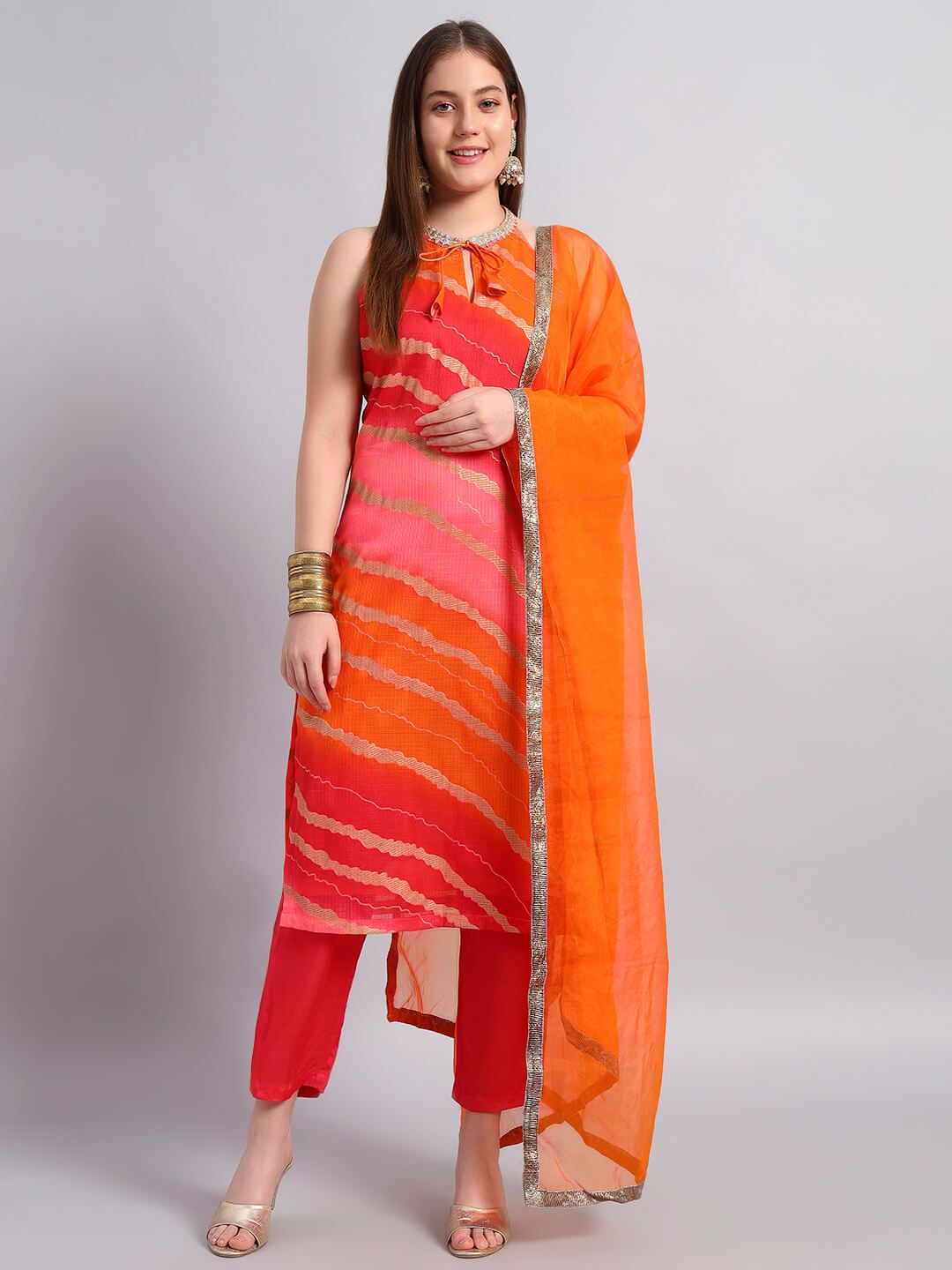 Kotadoria Leheria Kurta Set With Organza Dupatta image 4