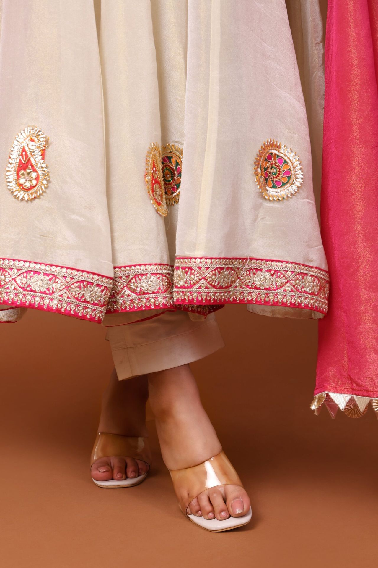 Tissue Silk Angrakha Anarkali Kurta Set With Dupatta image 5