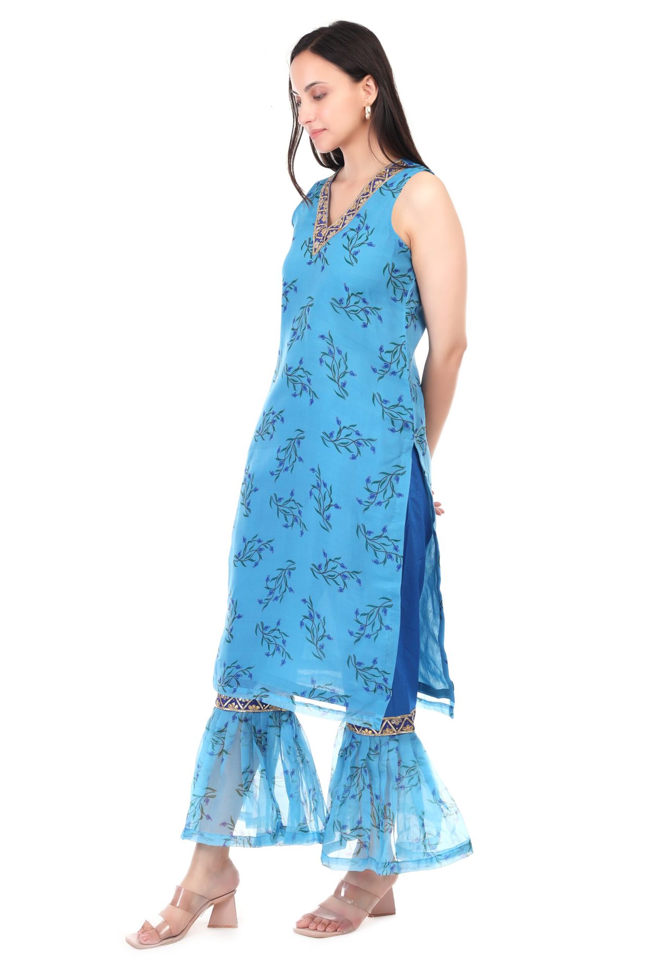 Orgenzza Sleeveless Kurta With Sharara Pant image 3