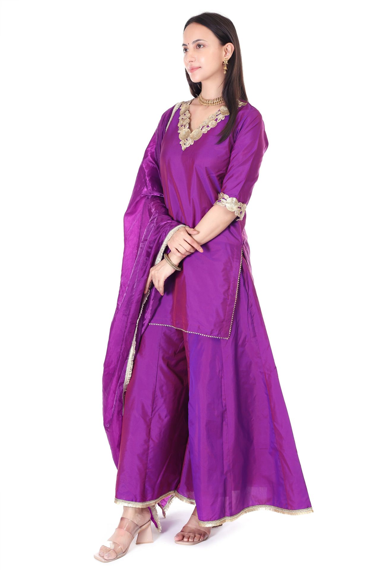 Silk Sharara Set With Orgenzza Dupatta image 3