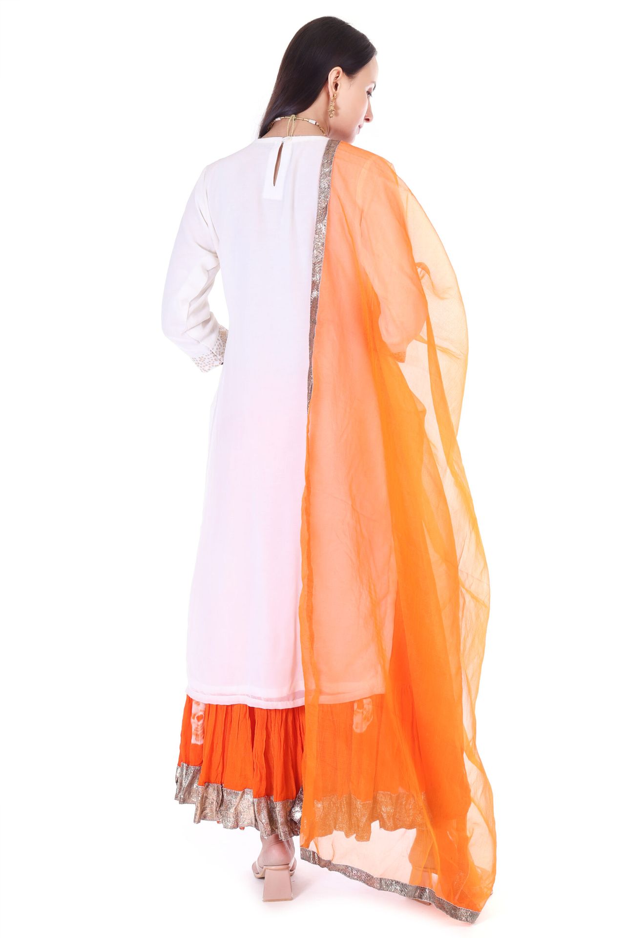 Chinnon Shibori Sharara With Embroided Kurta And Orgenzza Dupatta image 3