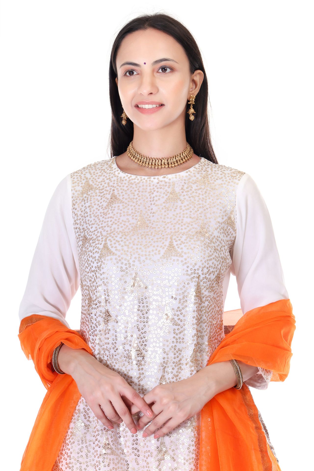 Chinnon Shibori Sharara With Embroided Kurta And Orgenzza Dupatta image 5