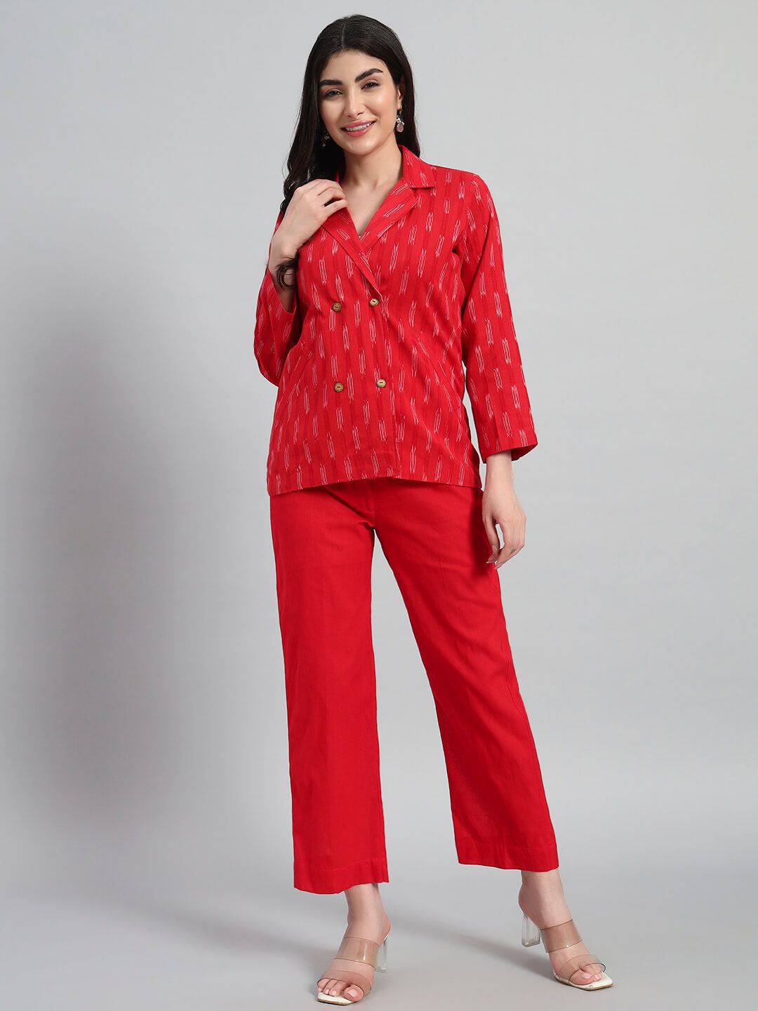 Ikat Cotton Coat Top With Pant image 4