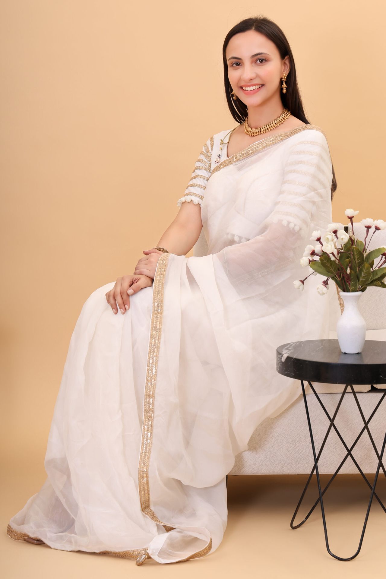 Orgenzza Saree With Silk Padded Blouse image 5