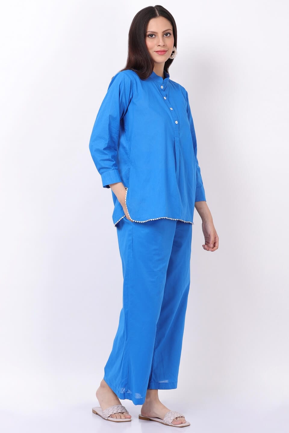 Blue Plain Cotton Co-ord Set image 4