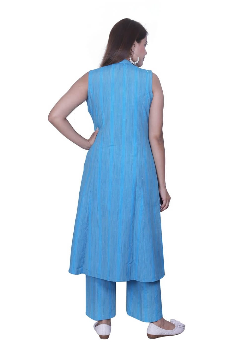 Blue Handloom Cotton Kurti Set image 4