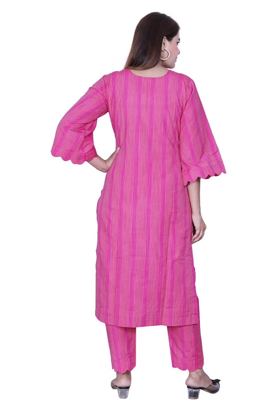 Magenta Handloom Cotton Kurti Set image 4