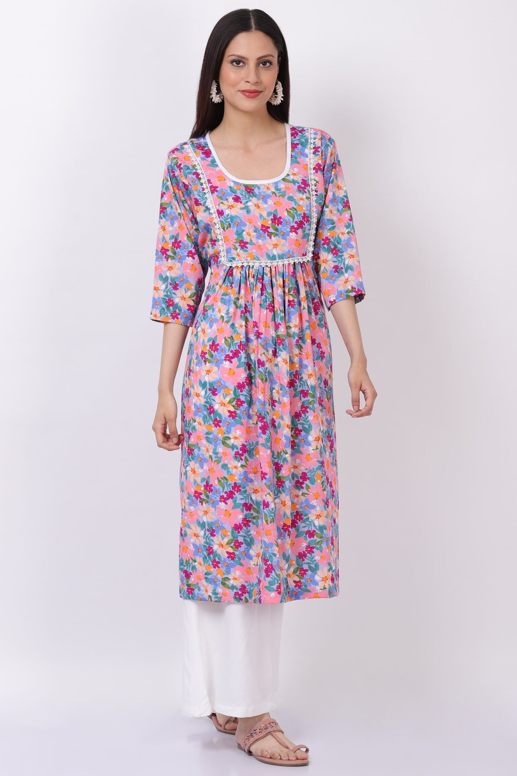 Floral Print Kurti Set With Palazzo image 4