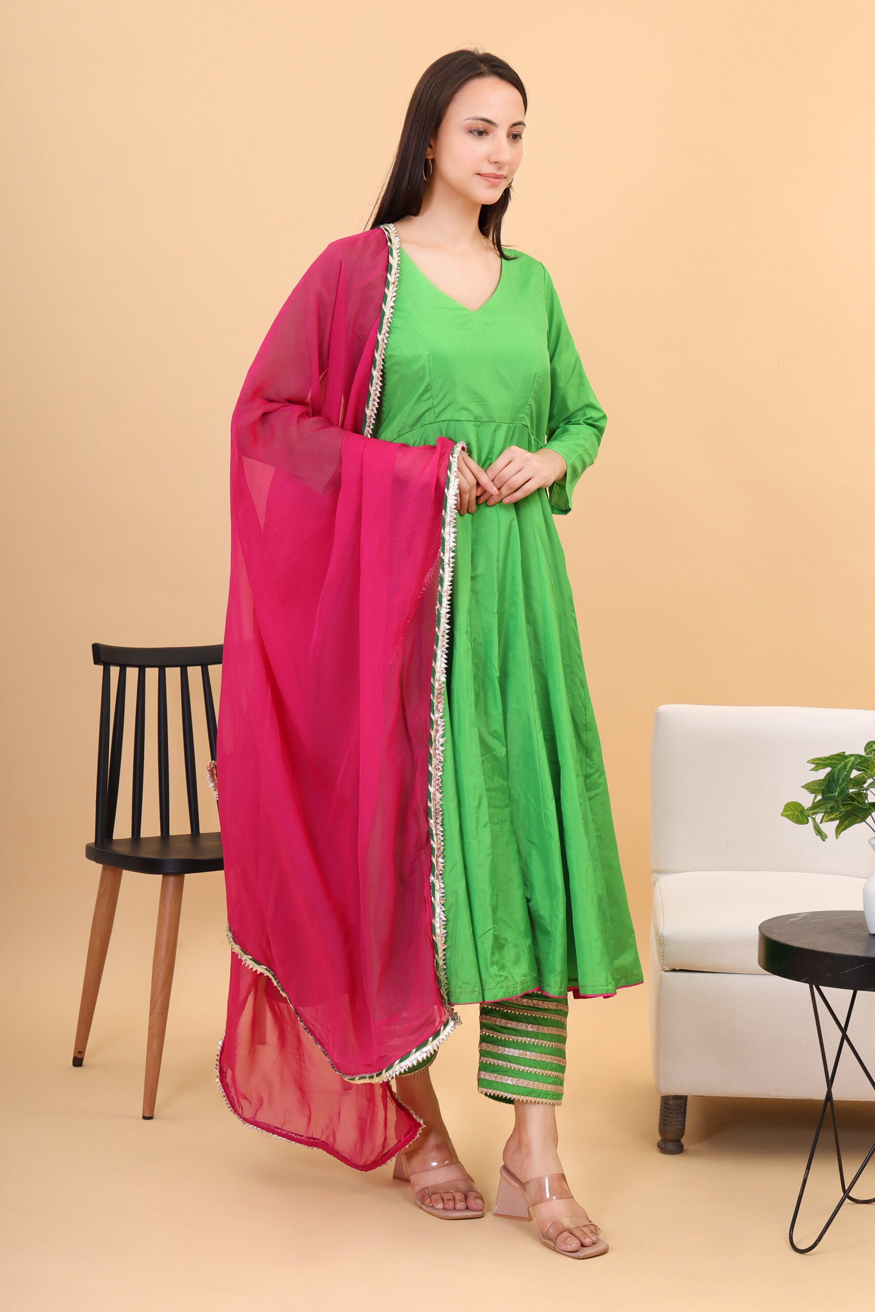 Silk Anarkali Set With Orgenzza Dupatta image 4