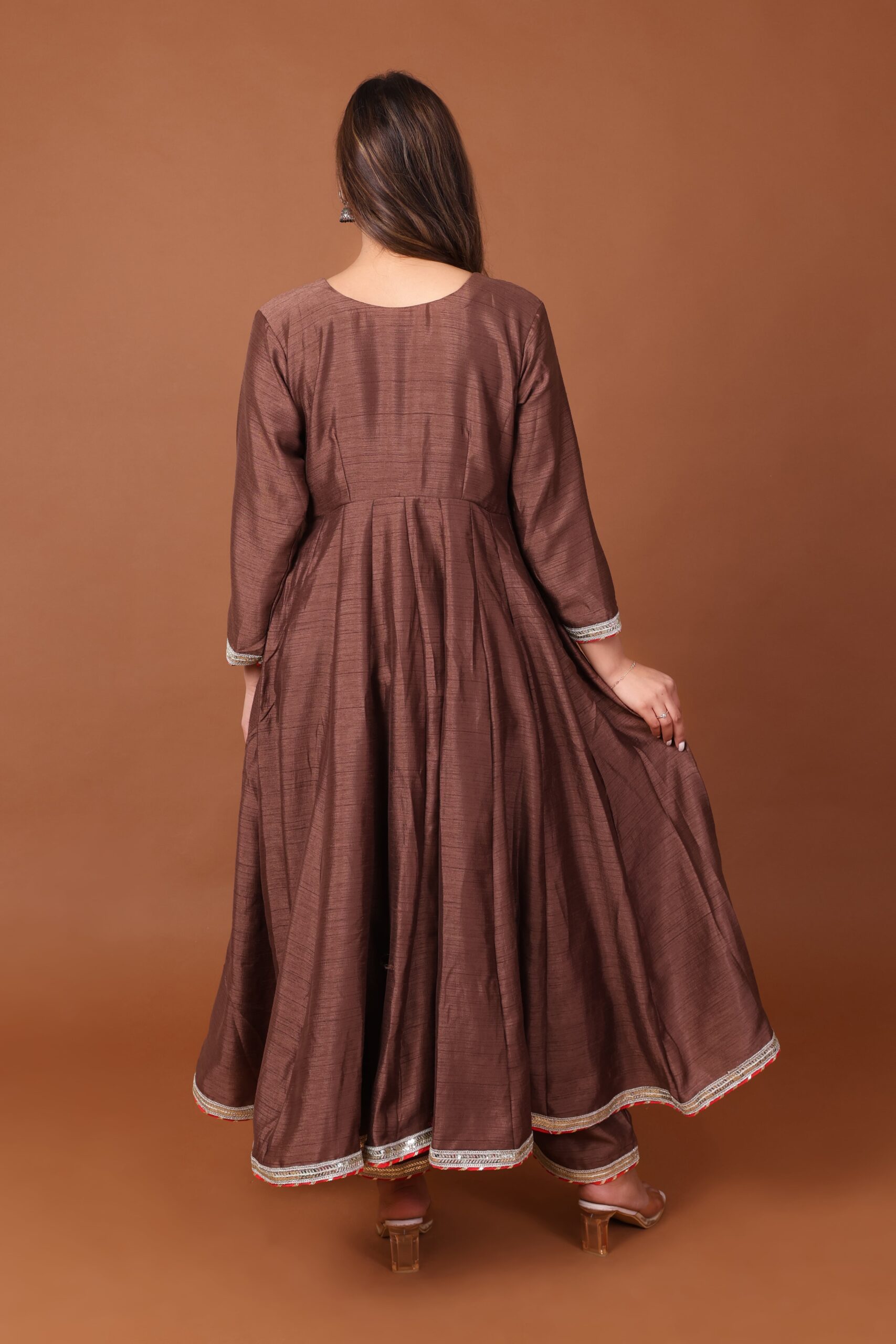 Satin Dupion Anarkali Kurta Set With Dupatta image 4