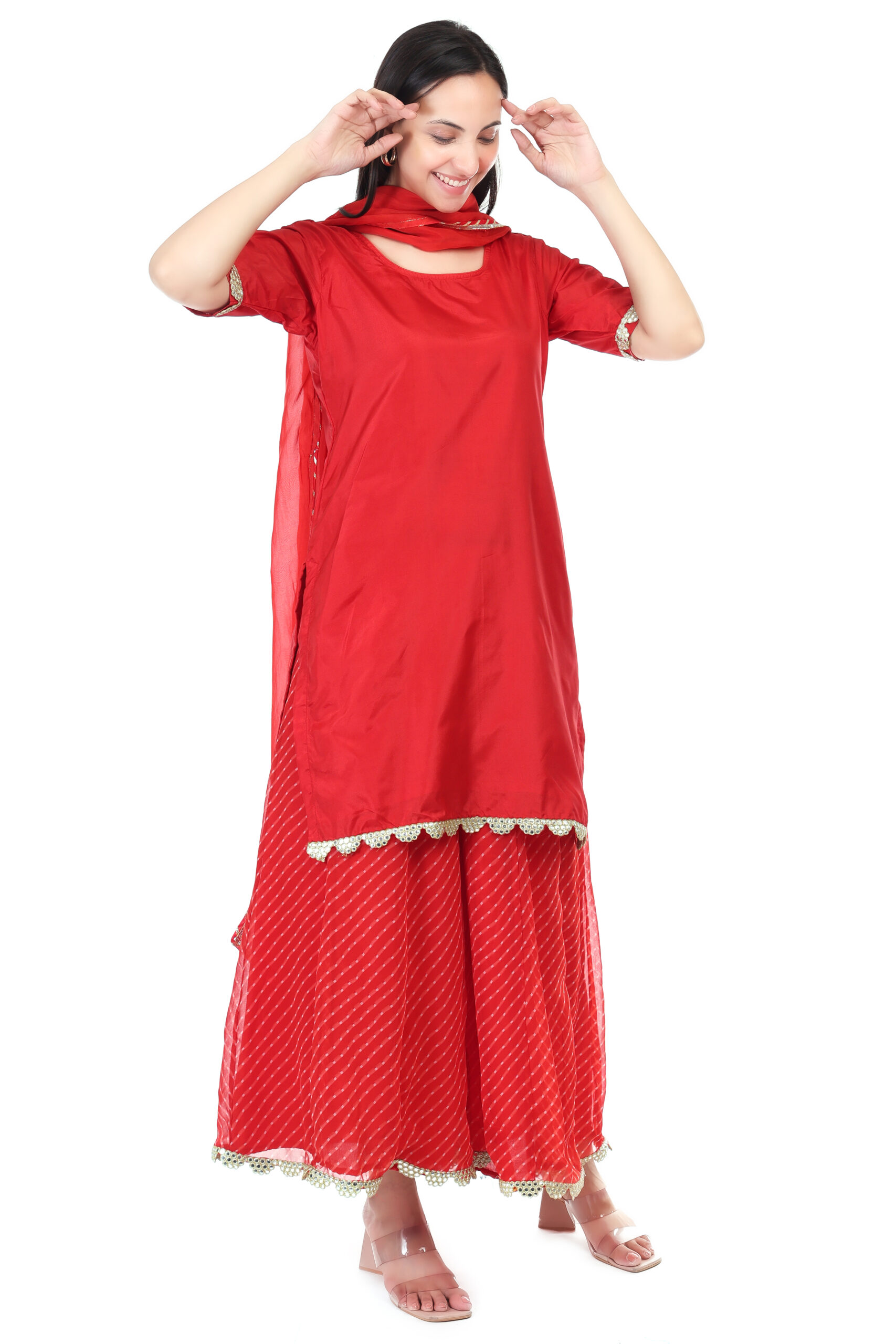 Silk Kurta With Georgette Sharara And Orgenzza Dupatta image 4