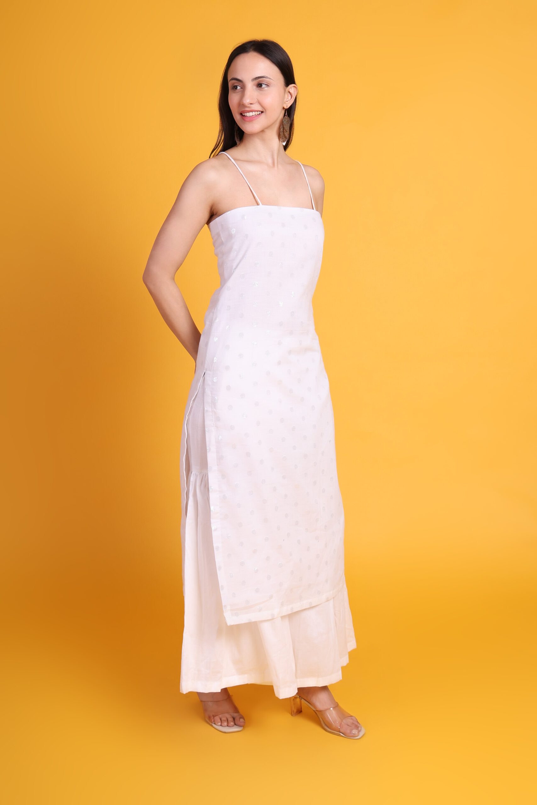 Cotton Noodle Strap Kurta With Sharara Pant image 4